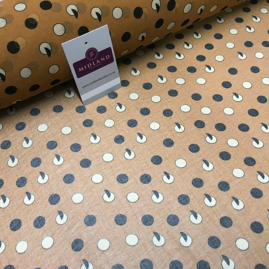 Tan Spotted Printed Crepe chiffon Dress Fabric 150 cm Wide MK1190-11 Mtex