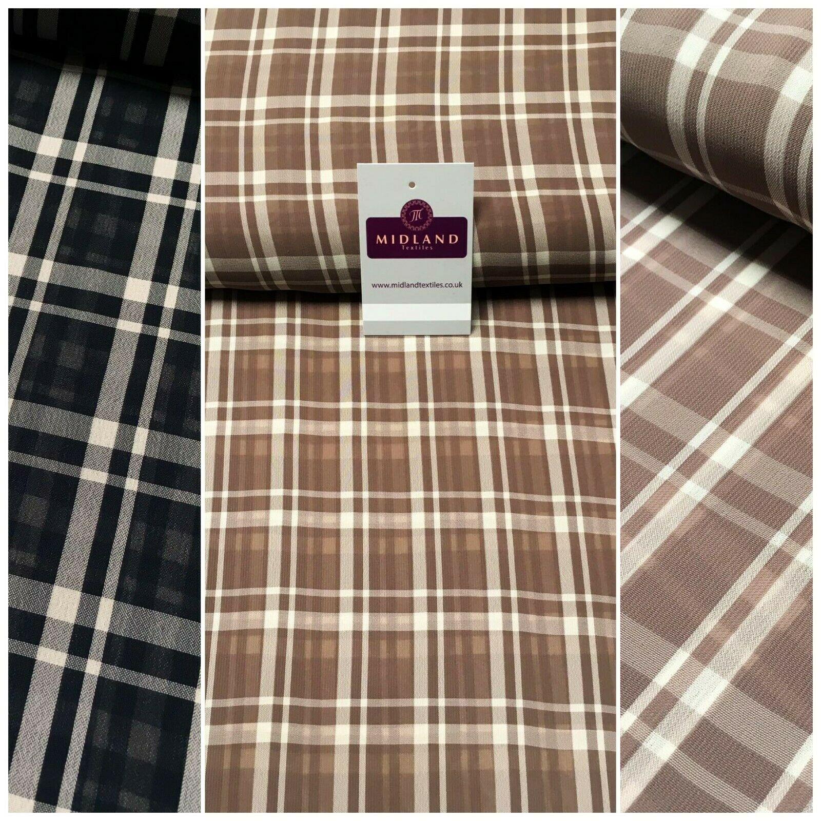 Georgette Tartan Checked Crepe Chiffon Fabric 110 cm MK1181 Mtex