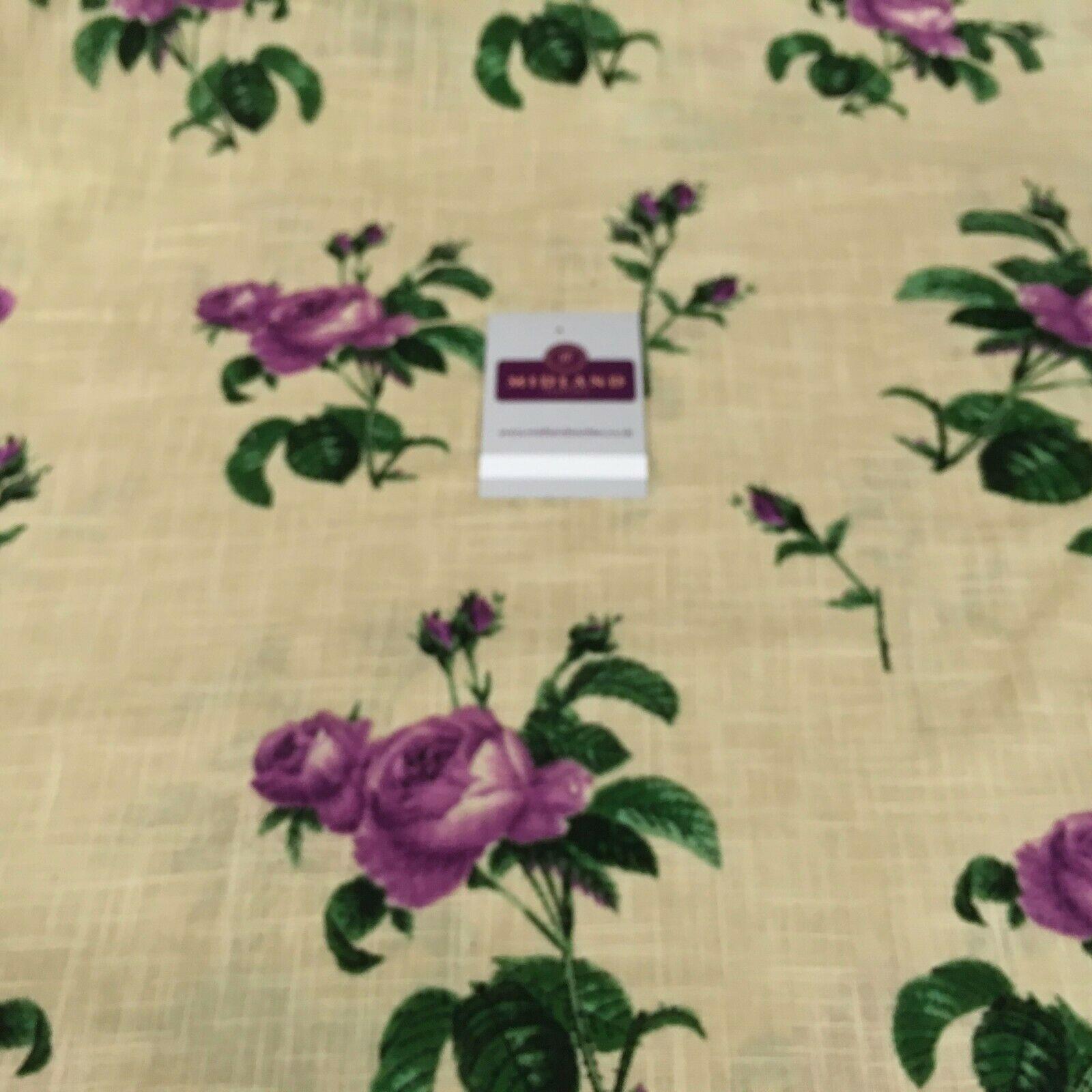 Natural Vintage Floral Printed Linen Dress Fabric 110 cm M1192 Mtex