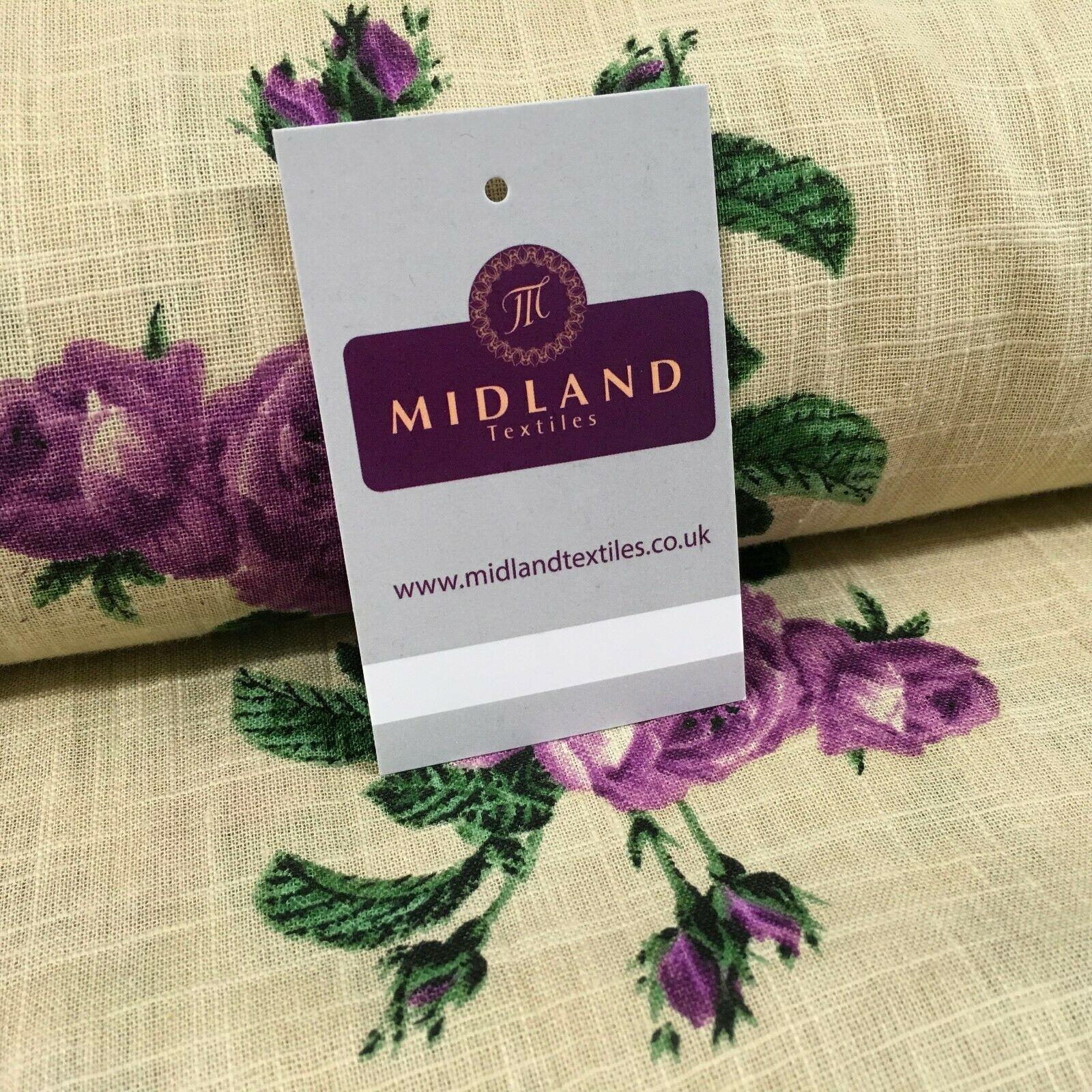 Natural Vintage Floral Printed Linen Dress Fabric 110 cm M1192 Mtex