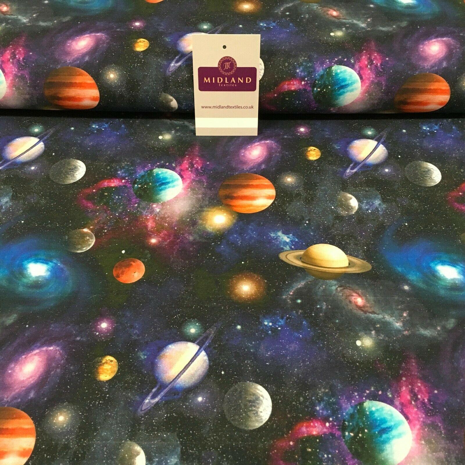 Navy Digital Printed Universe Galaxy 100% Cotton Fabric 150 cm MH1188 Mtex