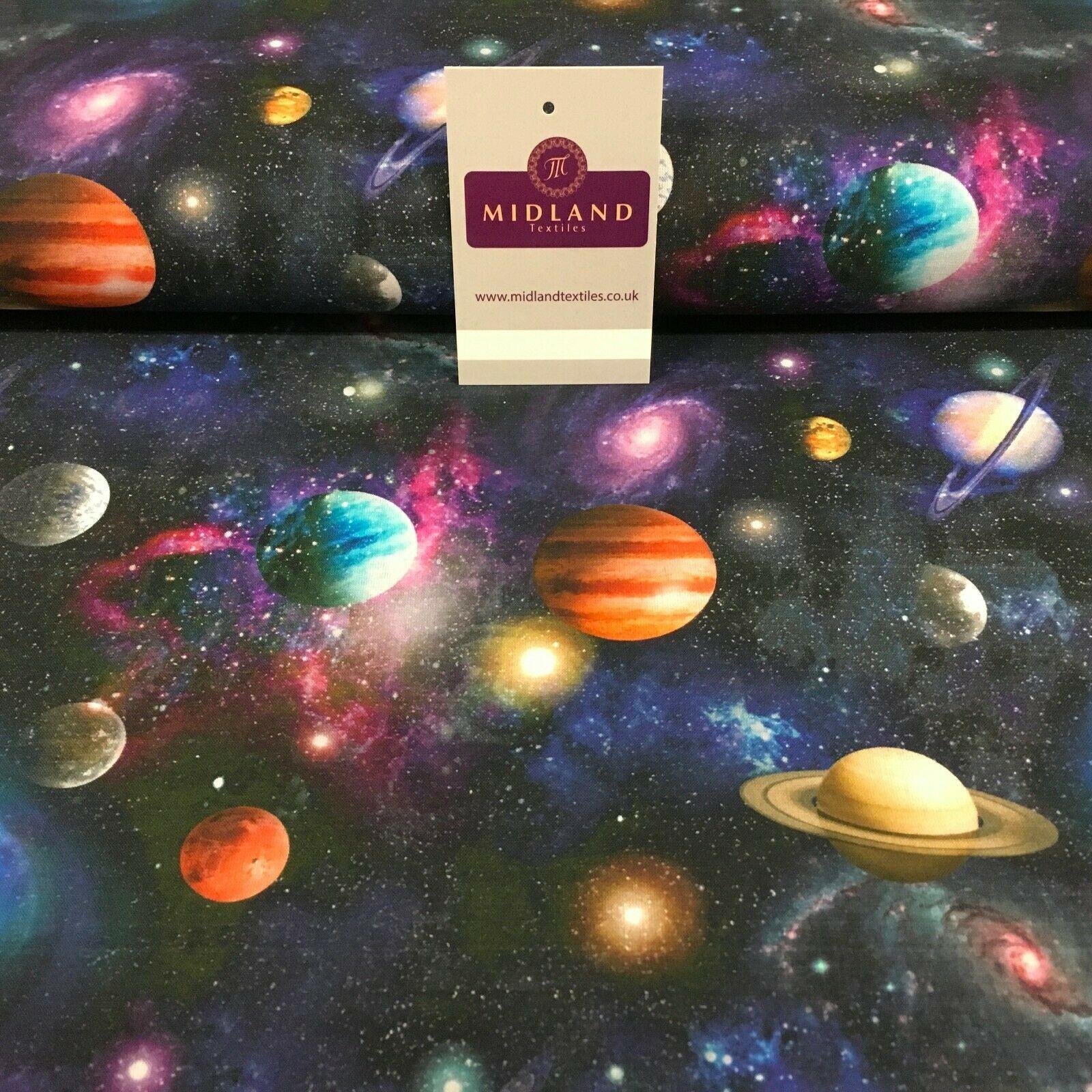 Navy Digital Printed Universe Galaxy 100% Cotton Fabric 150 cm MH1188 Mtex