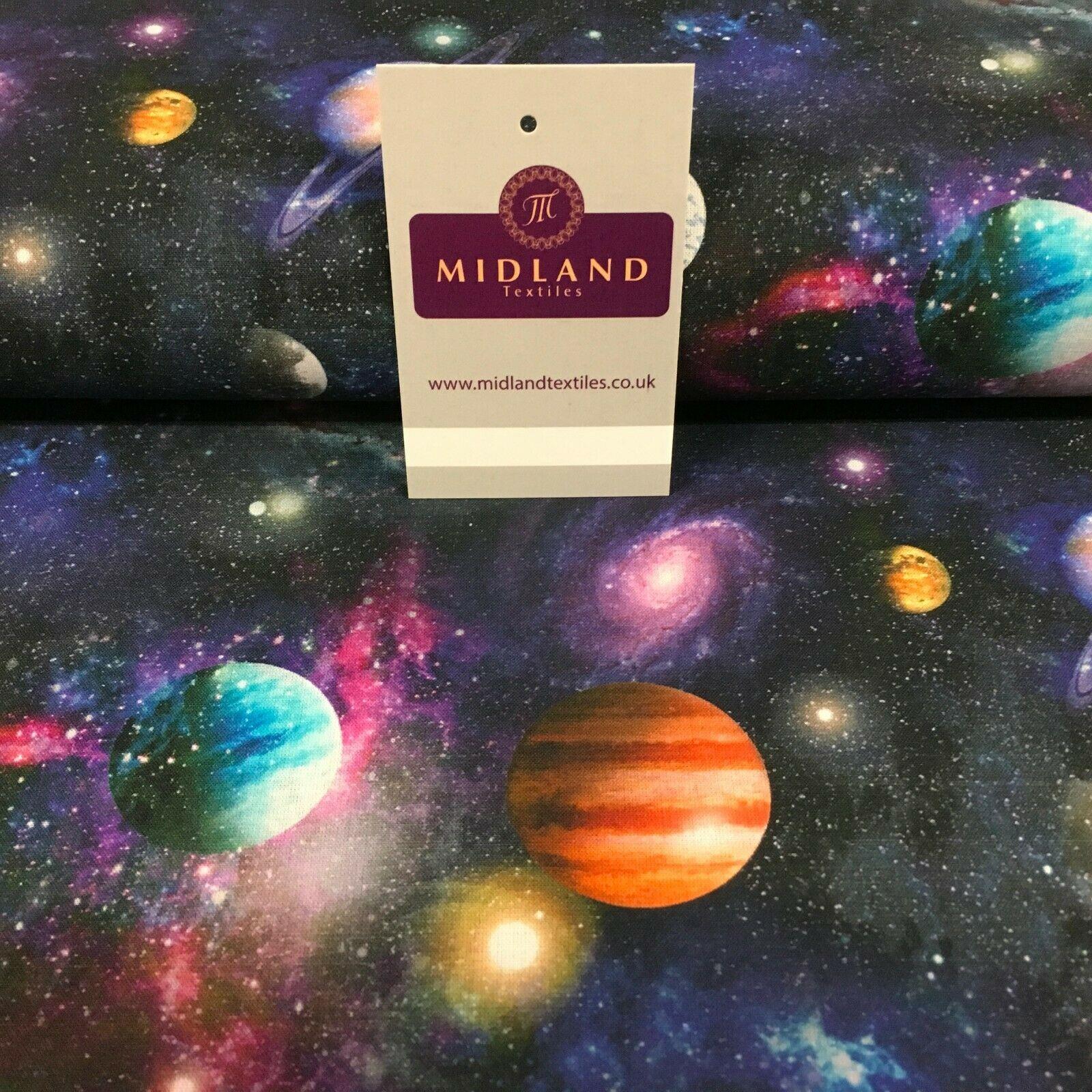 Navy Digital Printed Universe Galaxy 100% Cotton Fabric 150 cm MH1188 Mtex