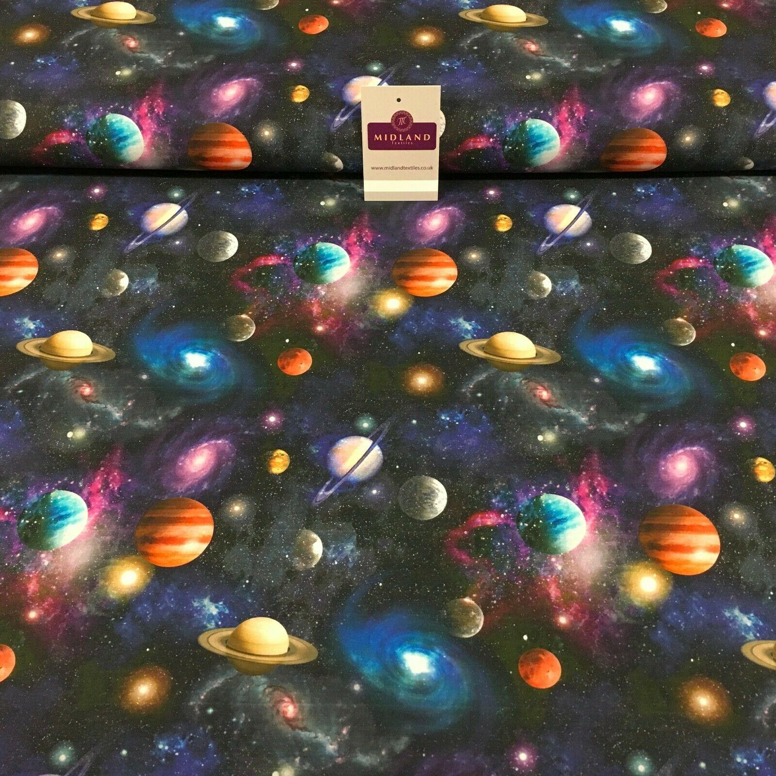 Navy Digital Printed Universe Galaxy 100% Cotton Fabric 150 cm MH1188 Mtex