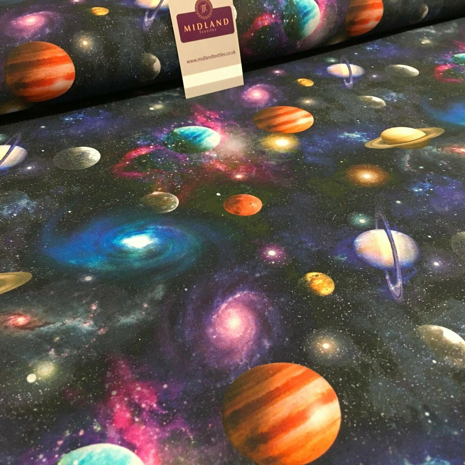 Navy Digital Printed Universe Galaxy 100% Cotton Fabric 150 cm MH1188 Mtex