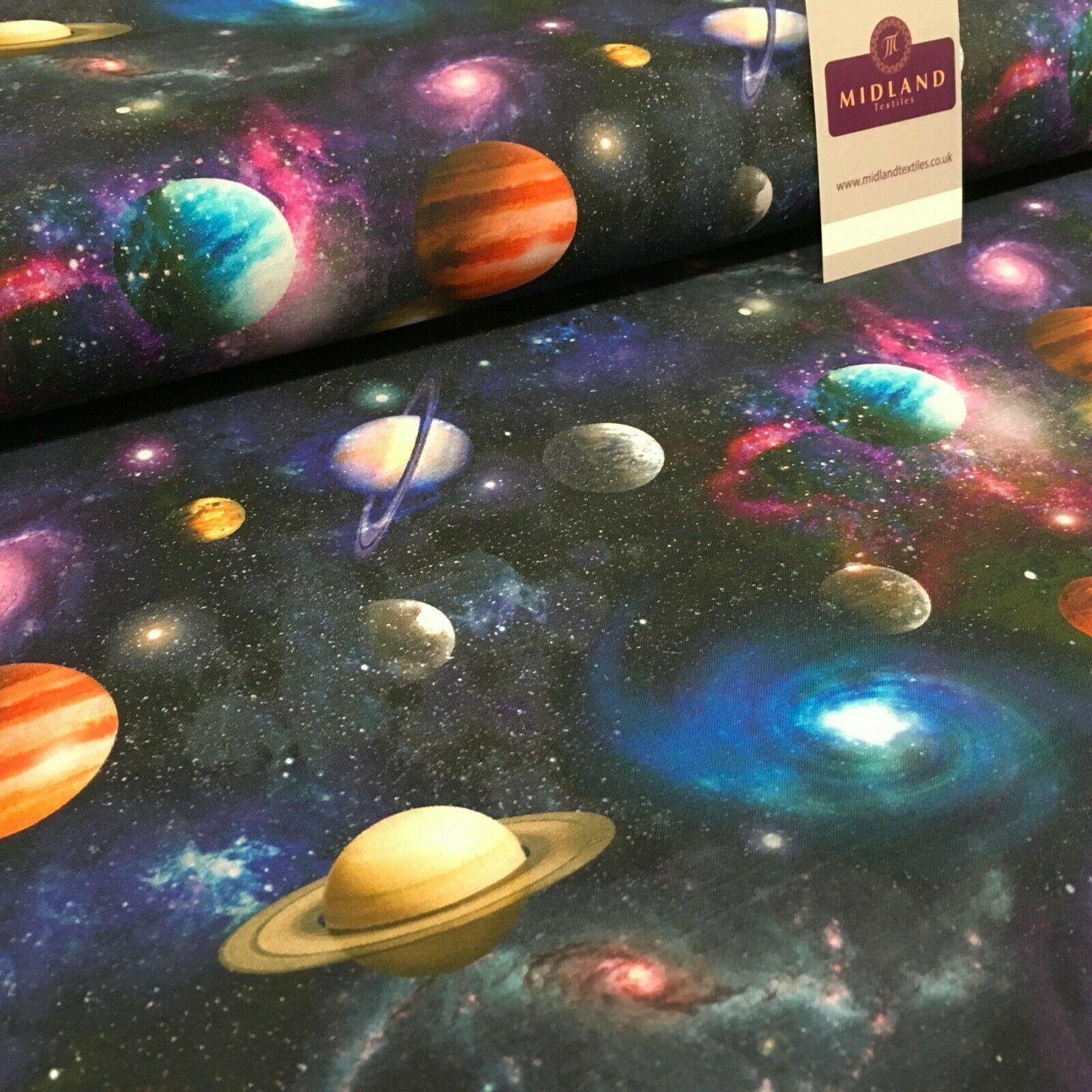 Navy Digital Printed Universe Galaxy 100% Cotton Fabric 150 cm MH1188 Mtex