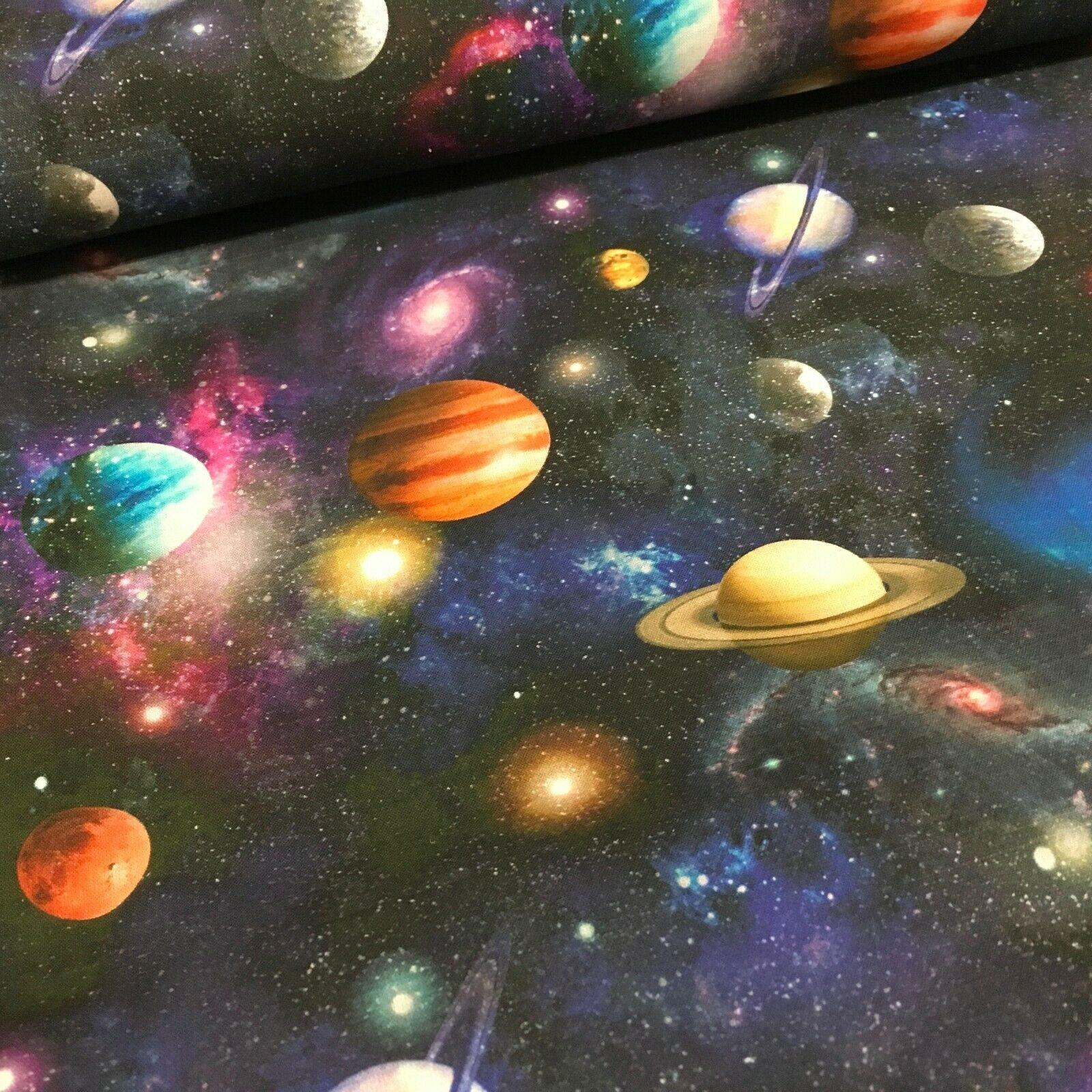 Navy Digital Printed Universe Galaxy 100% Cotton Fabric 150 cm MH1188 Mtex
