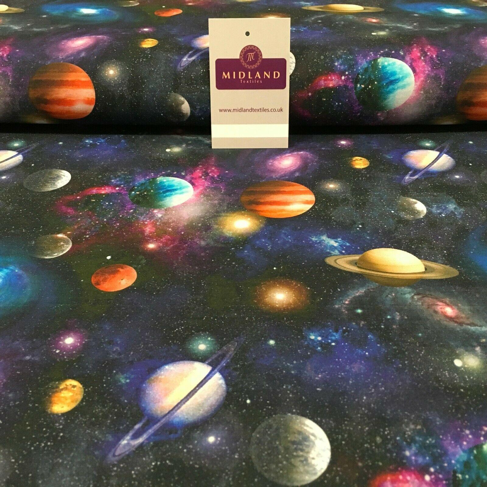 Navy Digital Printed Universe Galaxy 100% Cotton Fabric 150 cm MH1188 Mtex