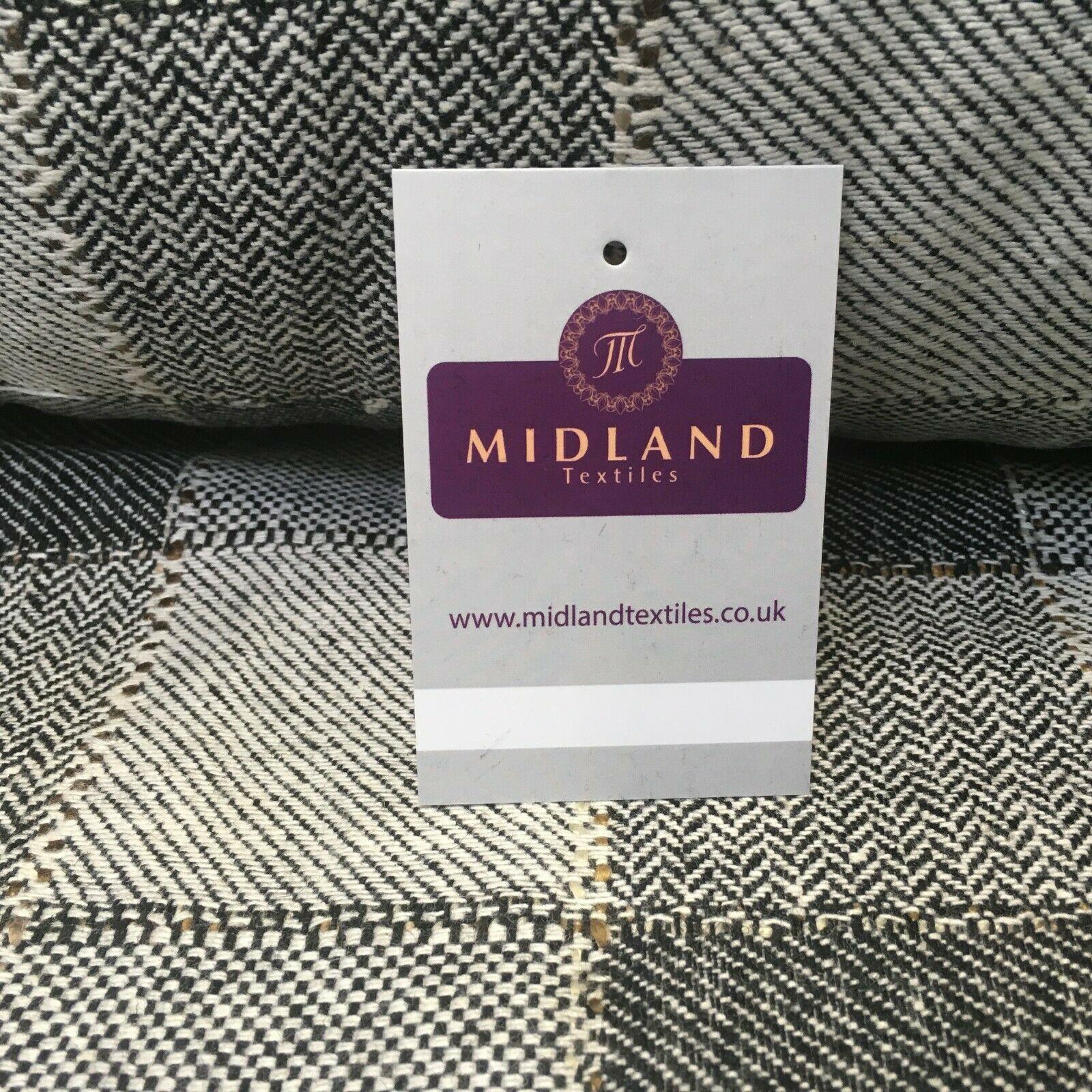 Cream & Black Check wool blend Melton Coating Poly Boucle Fabric 147 cm MK1194-6