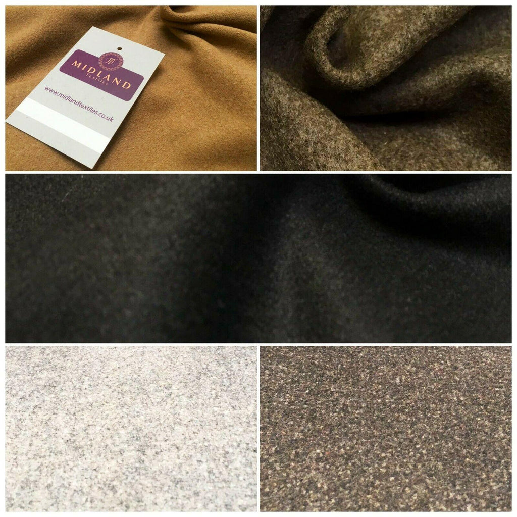 Plain Textured Melton Coating Wool Blend Fabric 139 cm MK1016 Mtex