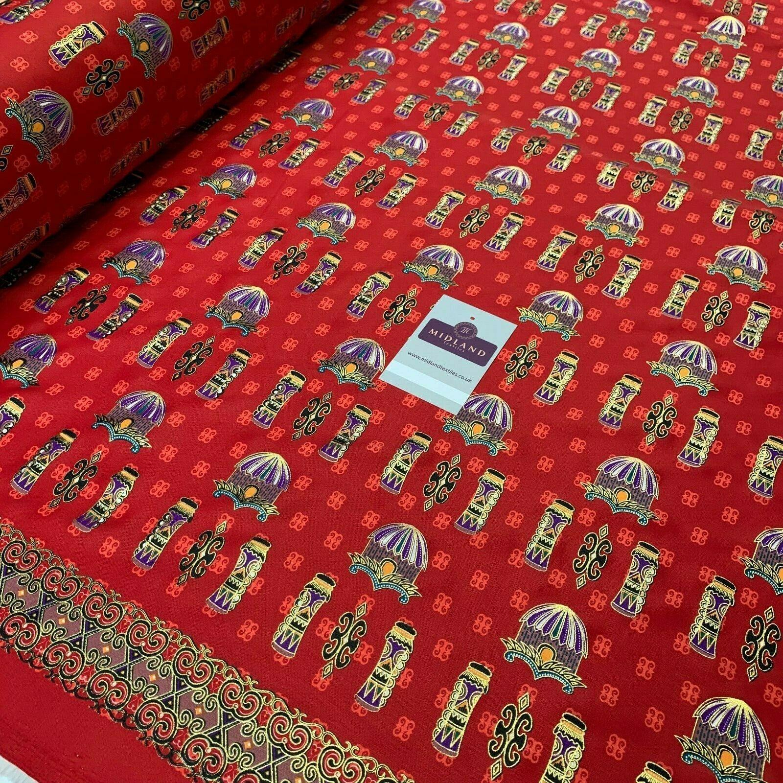 Red Border Egyptian batik Papua Printed gold foil dress fabric 111 cm M145-76