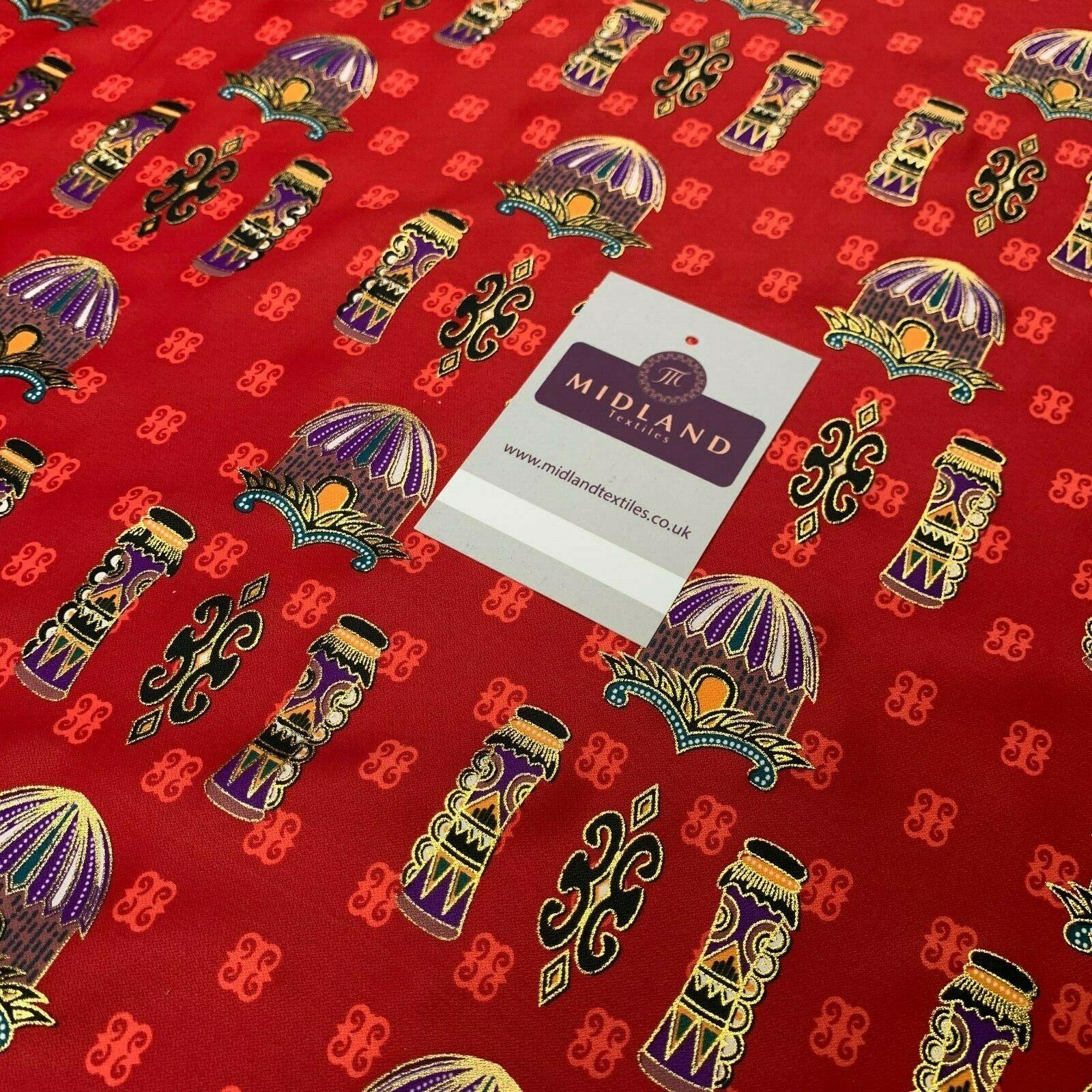 Red Border Egyptian batik Papua Printed gold foil dress fabric 111 cm M145-76