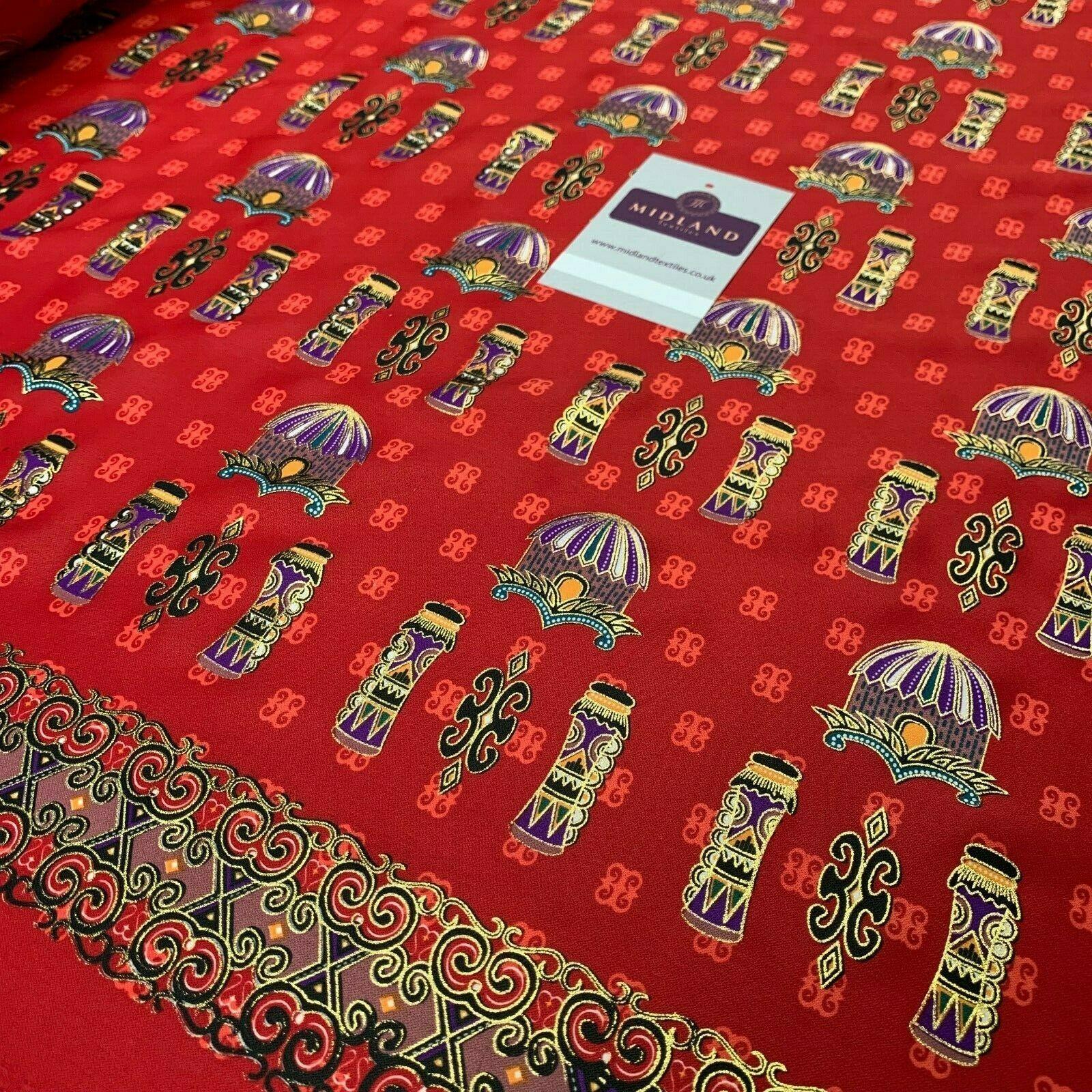 Red Border Egyptian batik Papua Printed gold foil dress fabric 111 cm M145-76