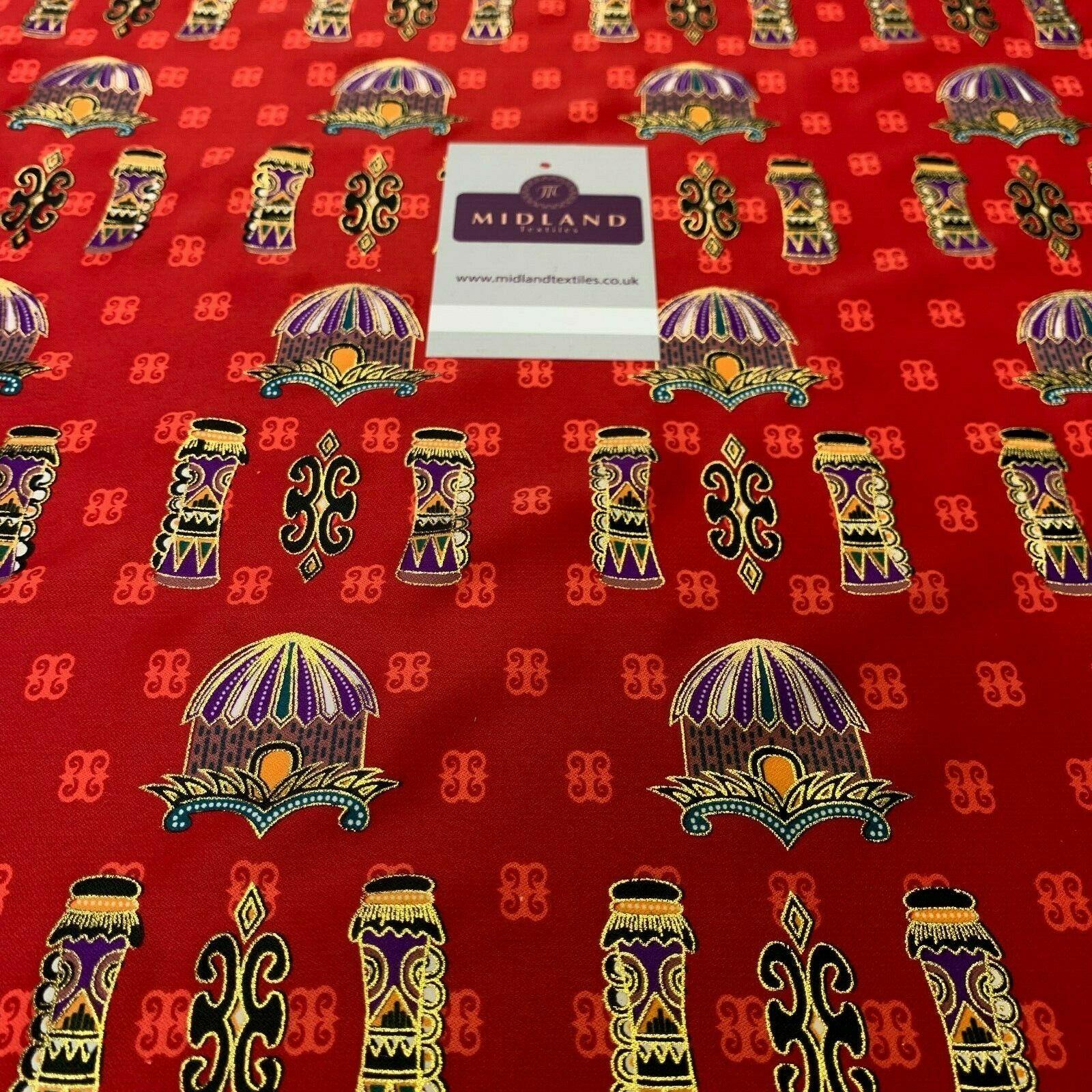 Red Border Egyptian batik Papua Printed gold foil dress fabric 111 cm M145-76