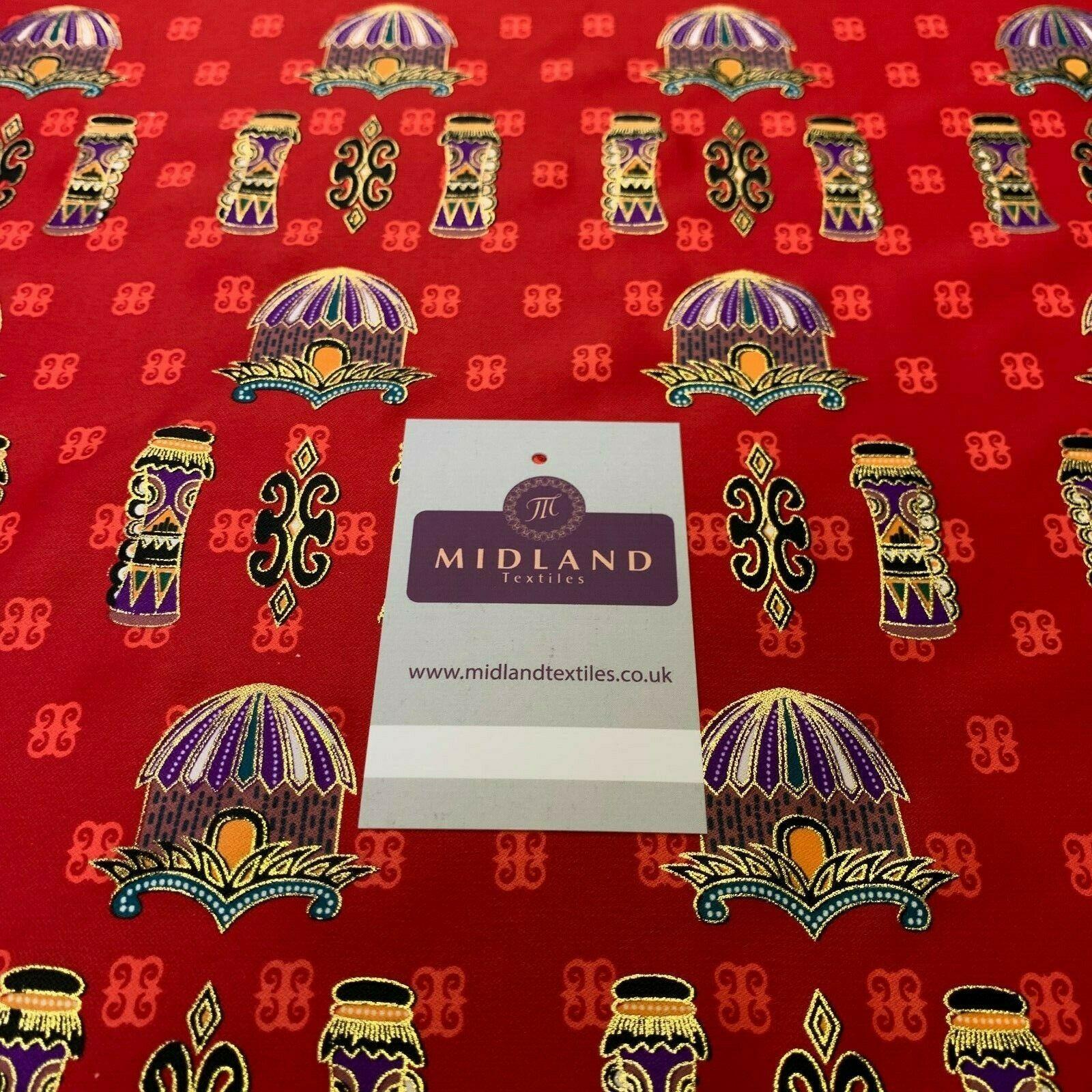 Red Border Egyptian batik Papua Printed gold foil dress fabric 111 cm M145-76