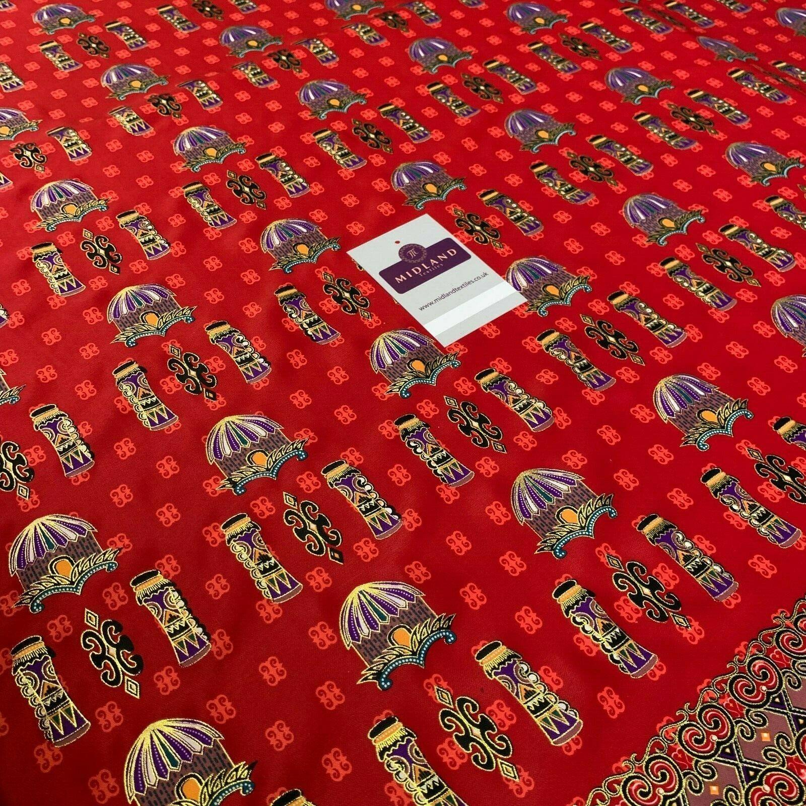 Red Border Egyptian batik Papua Printed gold foil dress fabric 111 cm M145-76