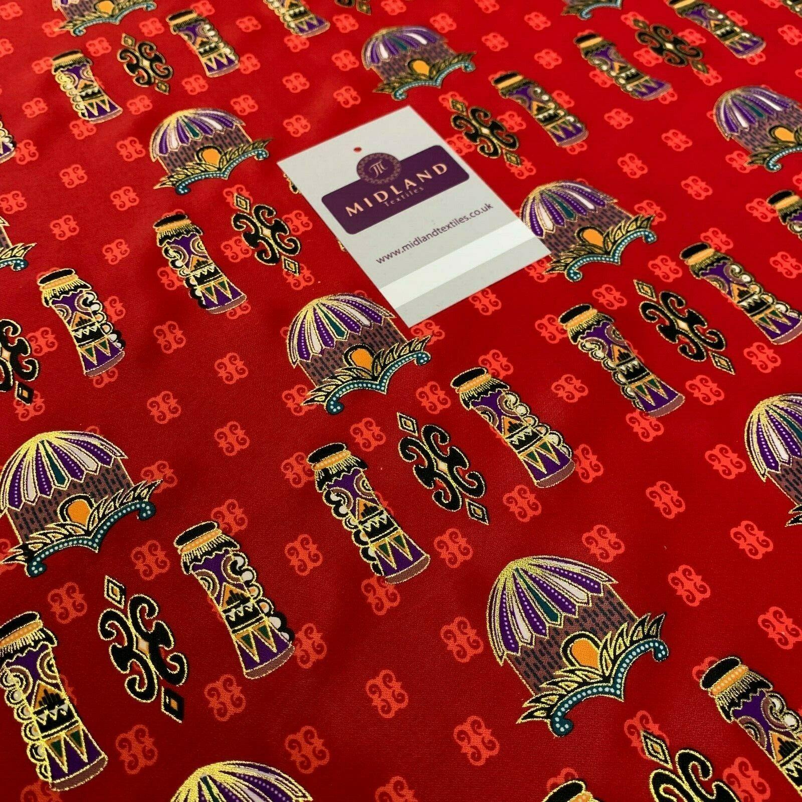Red Border Egyptian batik Papua Printed gold foil dress fabric 111 cm M145-76