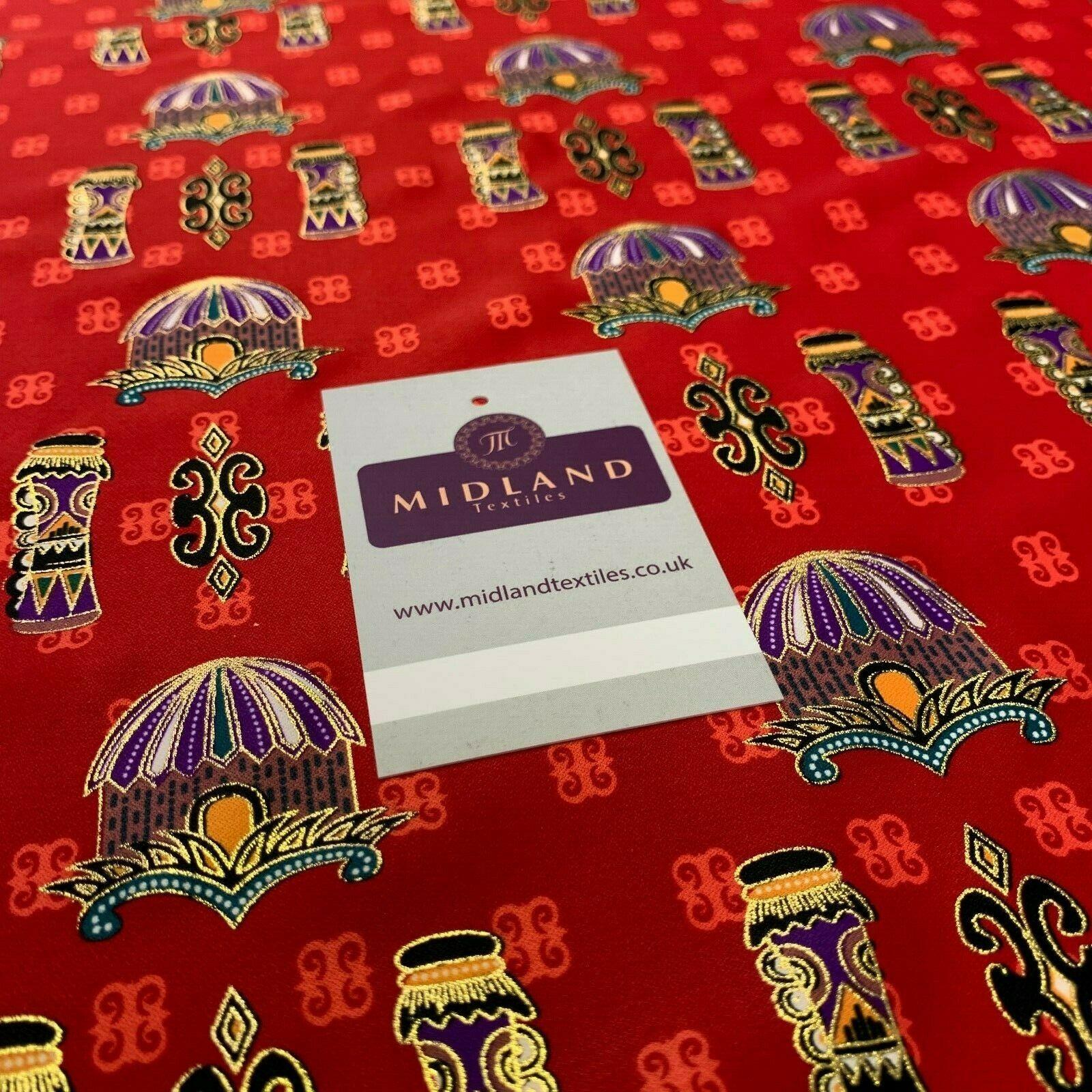 Red Border Egyptian batik Papua Printed gold foil dress fabric 111 cm M145-76