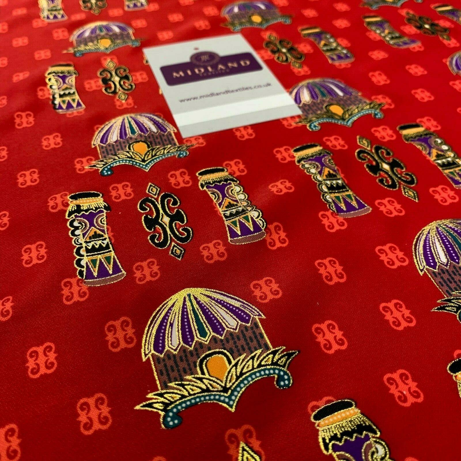 Red Border Egyptian batik Papua Printed gold foil dress fabric 111 cm M145-76