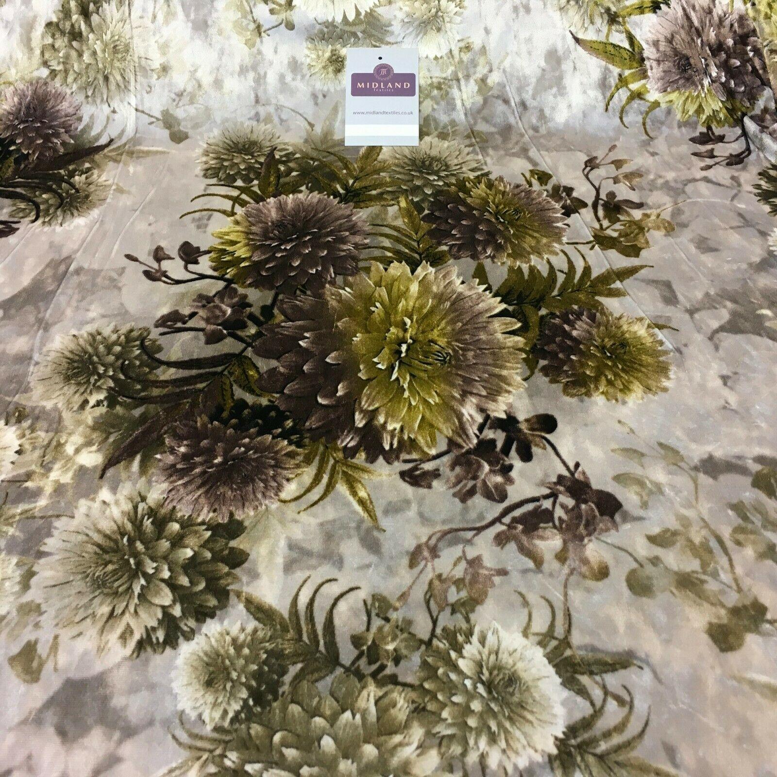 Vintage Floral Velvet Velour Stretch Printed dress fabric 55' Wide M991 Mtex