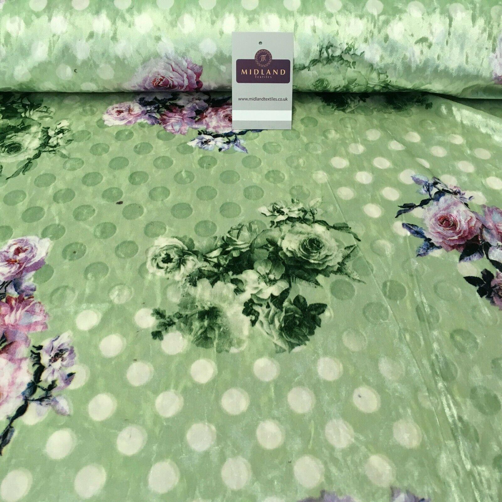 Vintage Floral Velvet Velour Stretch Printed dress fabric 55' Wide M991 Mtex