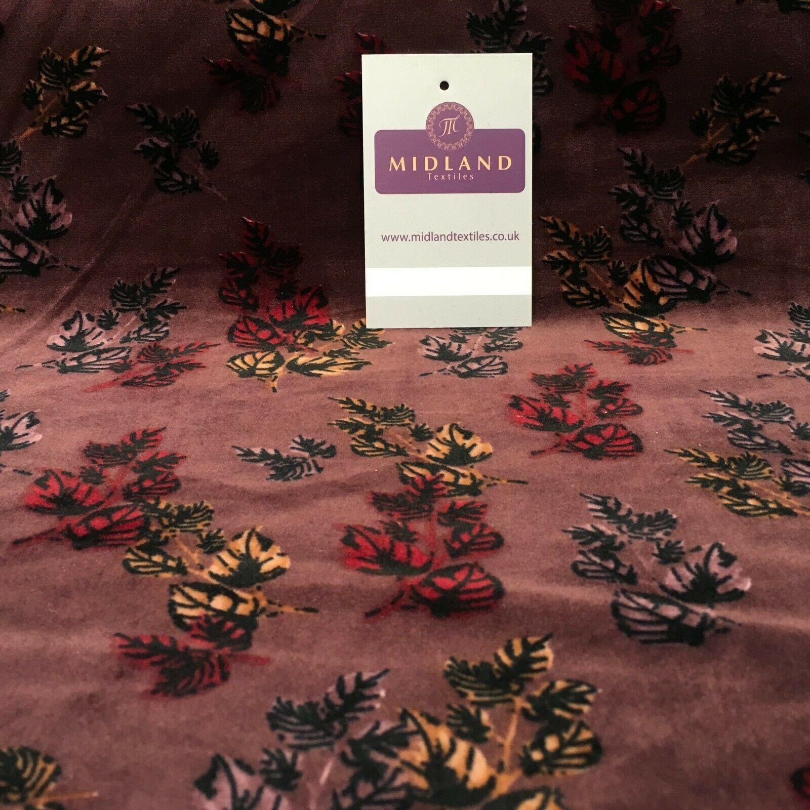 Vintage Floral Velvet Velour Stretch Printed dress fabric 55' Wide M991 Mtex