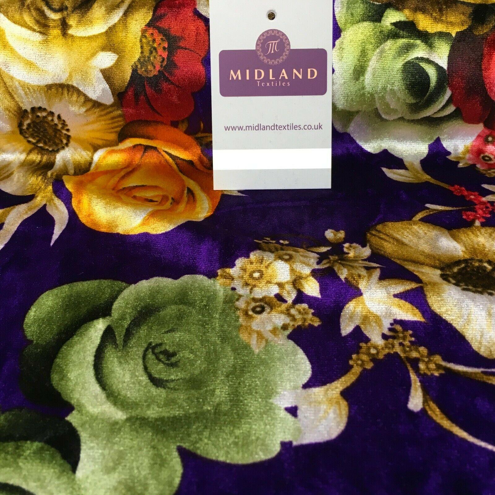 Vintage Floral Velvet Velour Stretch Printed dress fabric 55' Wide M991 Mtex