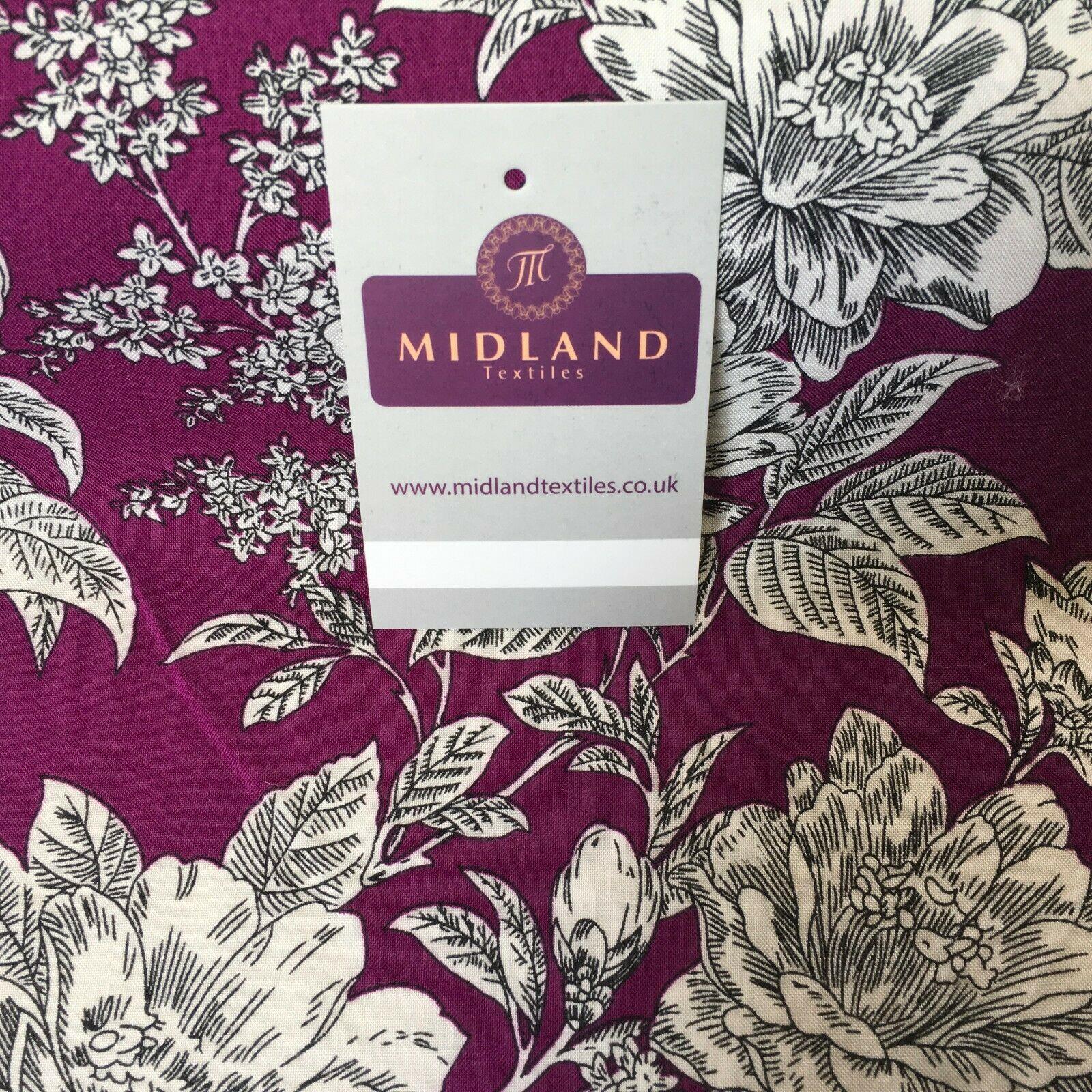 Magenta Large Flower Floral Viscose Printed Dress Fabric 139 cm M145-78 Mtex