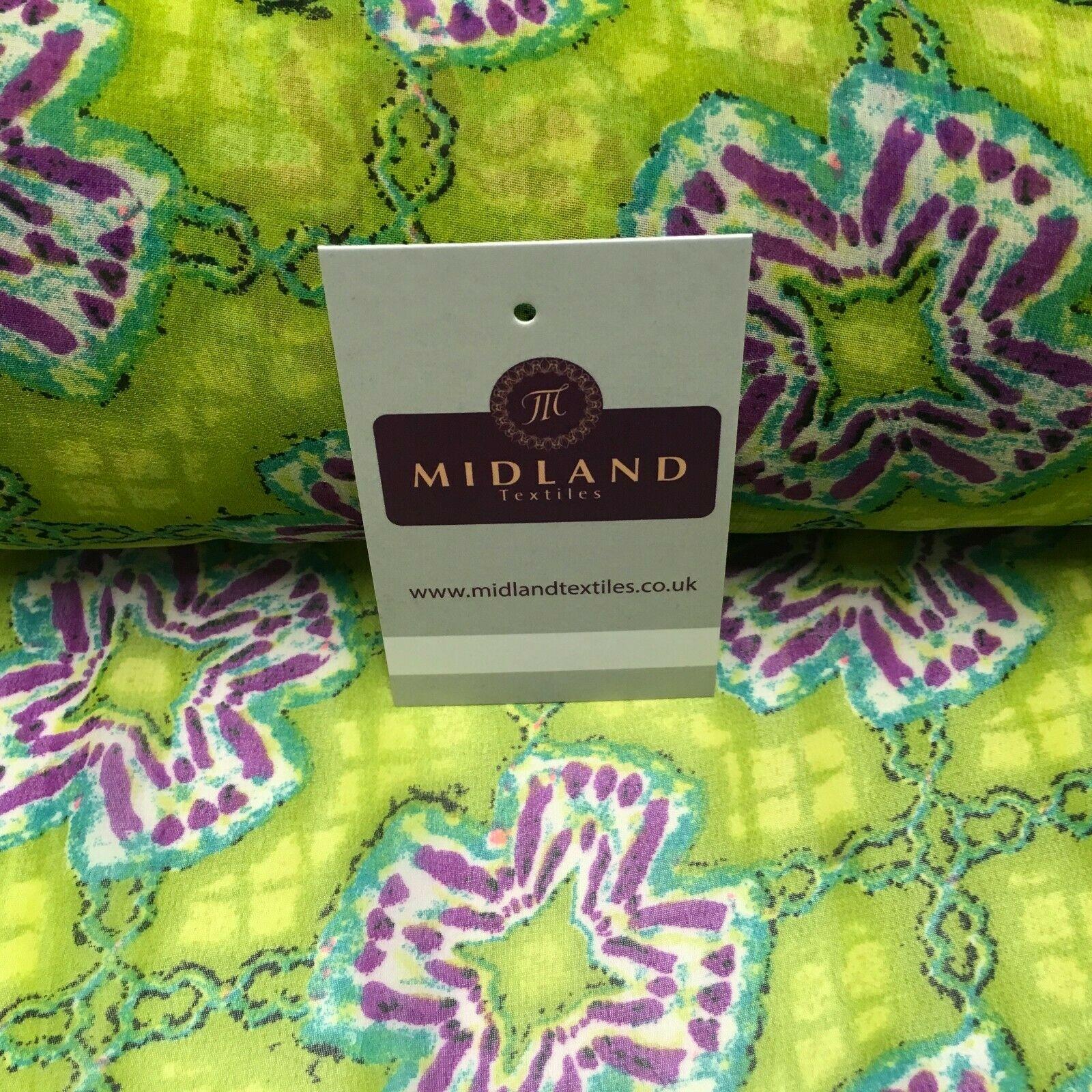 Lime Green Geometric printed Crepe chiffon Dress Fabric 150 cm Wide MK1190-2