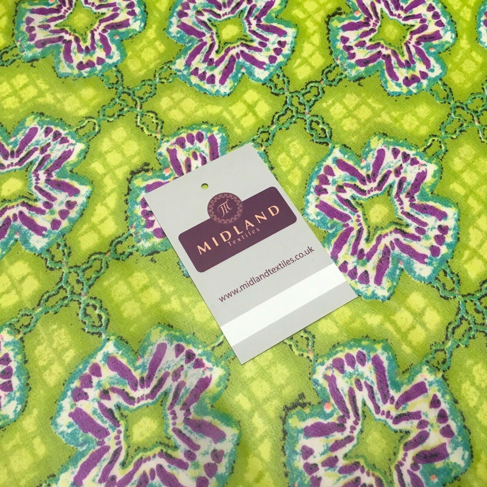 Lime Green Geometric printed Crepe chiffon Dress Fabric 150 cm Wide MK1190-2