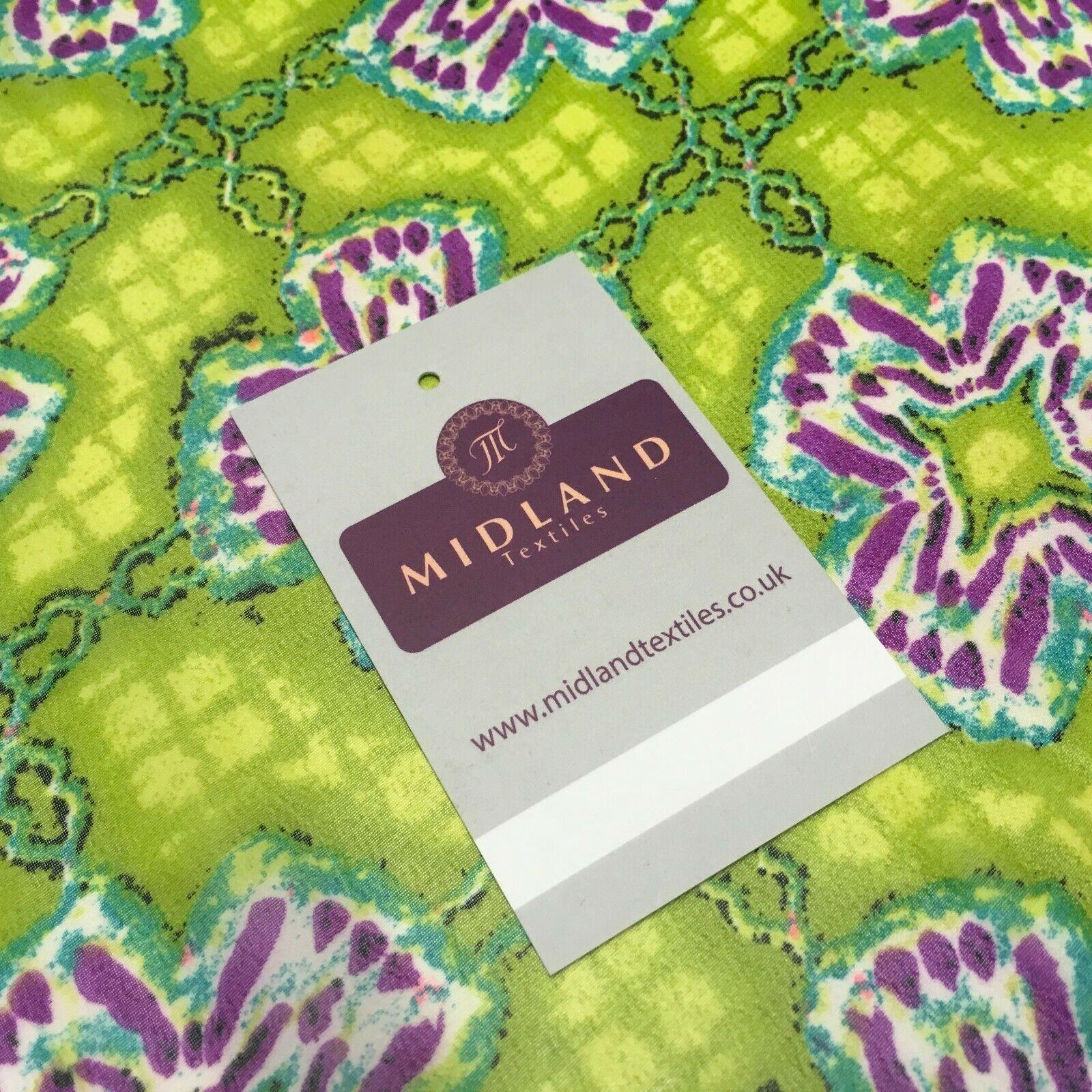 Lime Green Geometric printed Crepe chiffon Dress Fabric 150 cm Wide MK1190-2