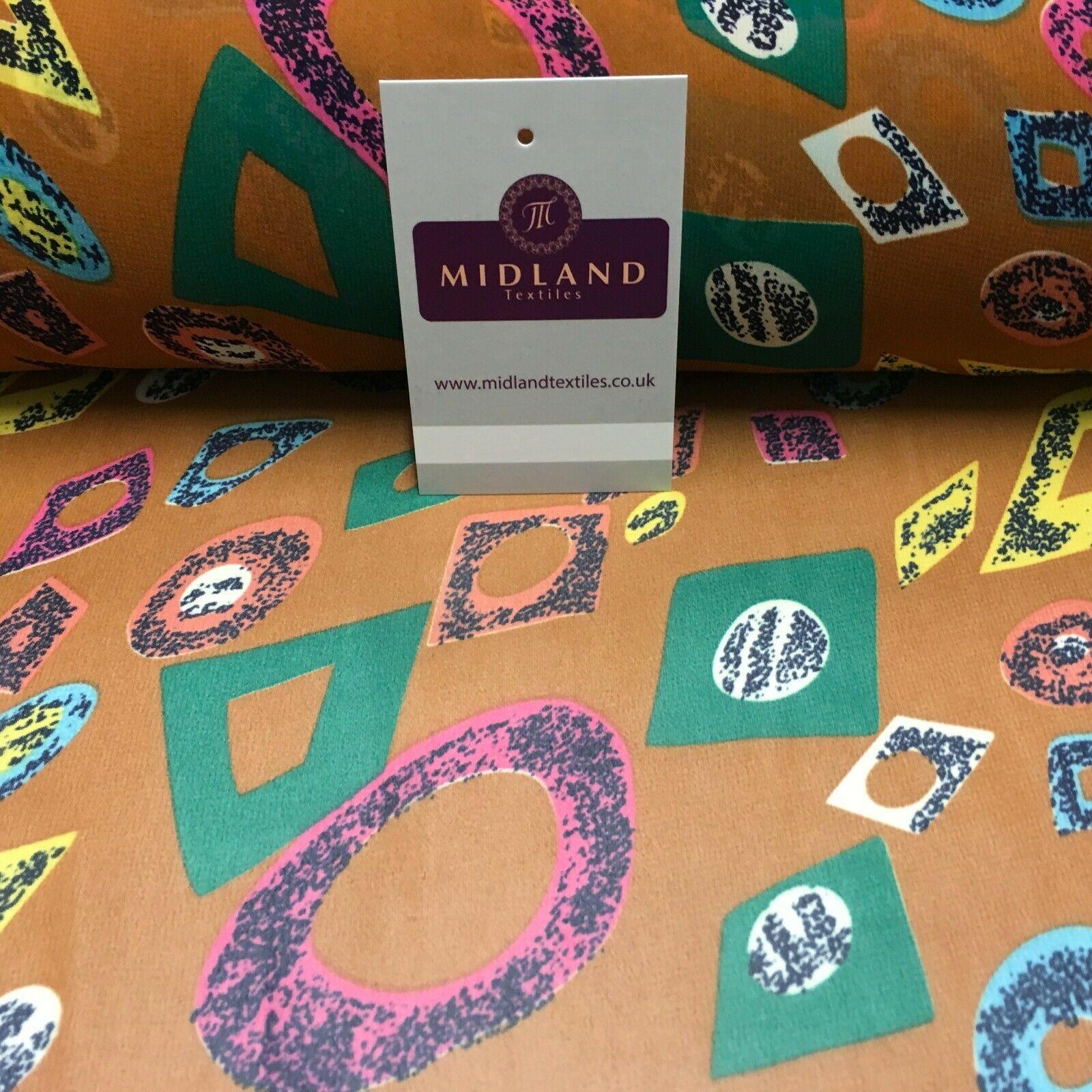 Tan Shapes printed Crepe chiffon Dress Fabric 150 cm Wide MK1190-5 Mtex