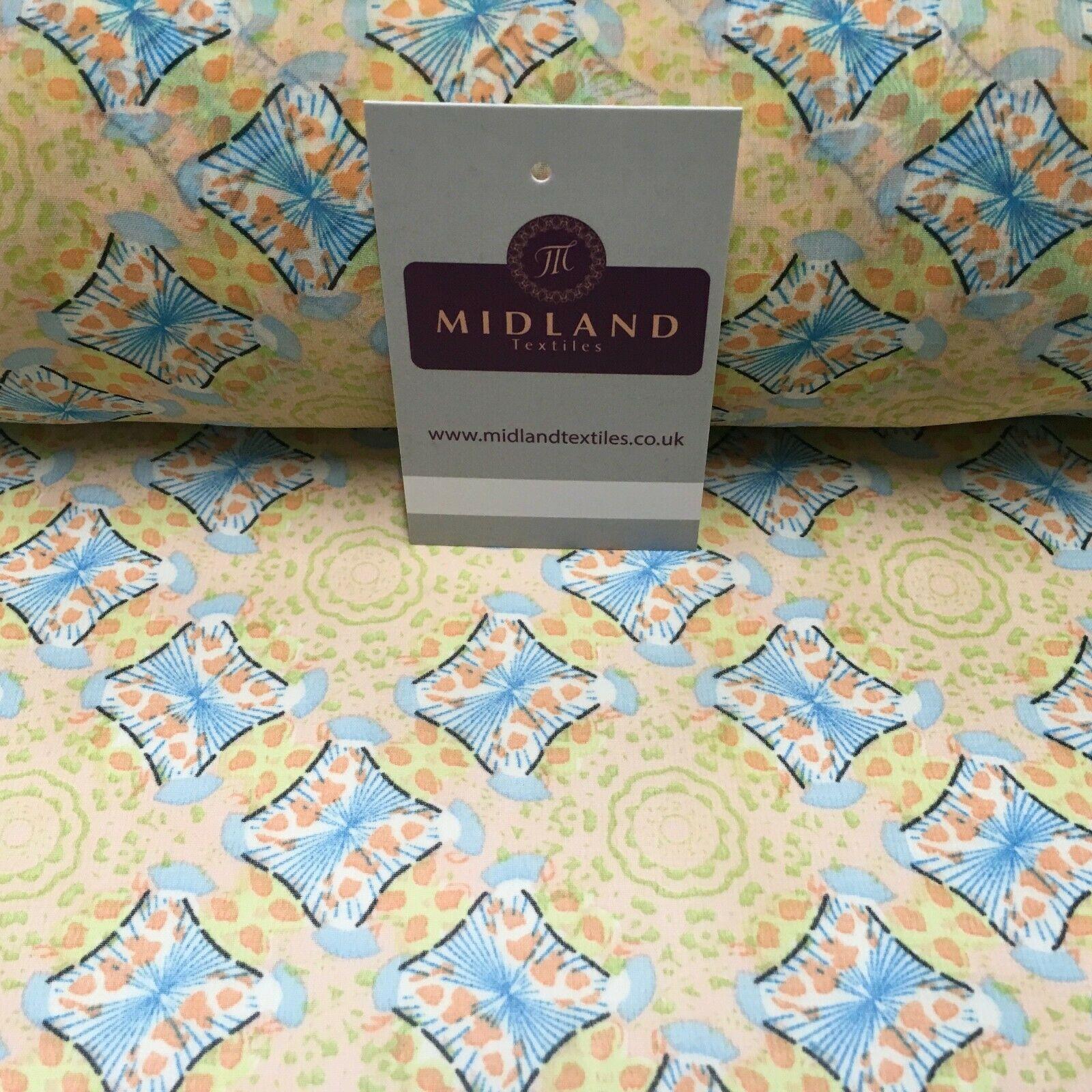 Peach Lime Diamond Geometric Crepe chiffon Dress Fabric 150 cm Wide MK1190-7