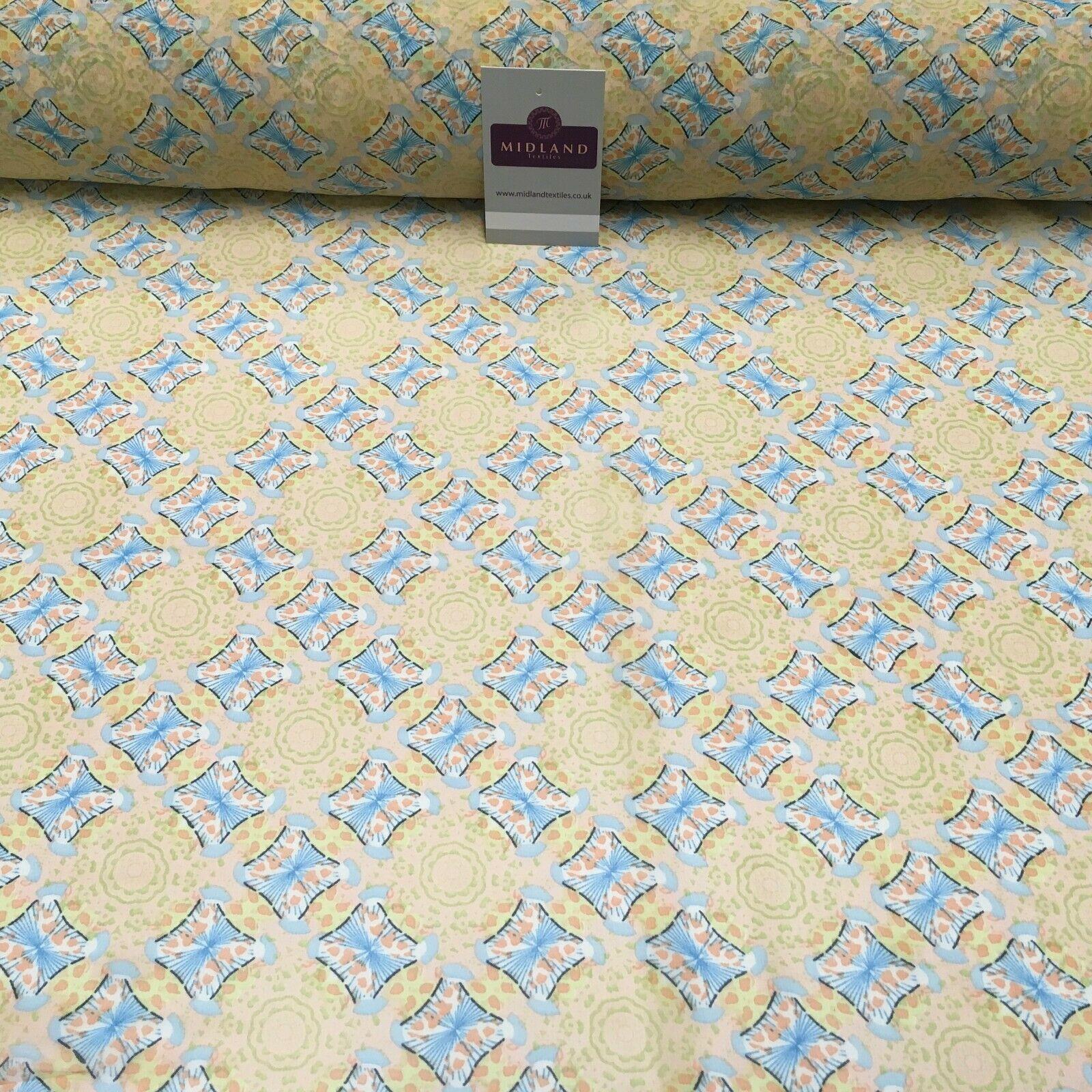 Peach Lime Diamond Geometric Crepe chiffon Dress Fabric 150 cm Wide MK1190-7