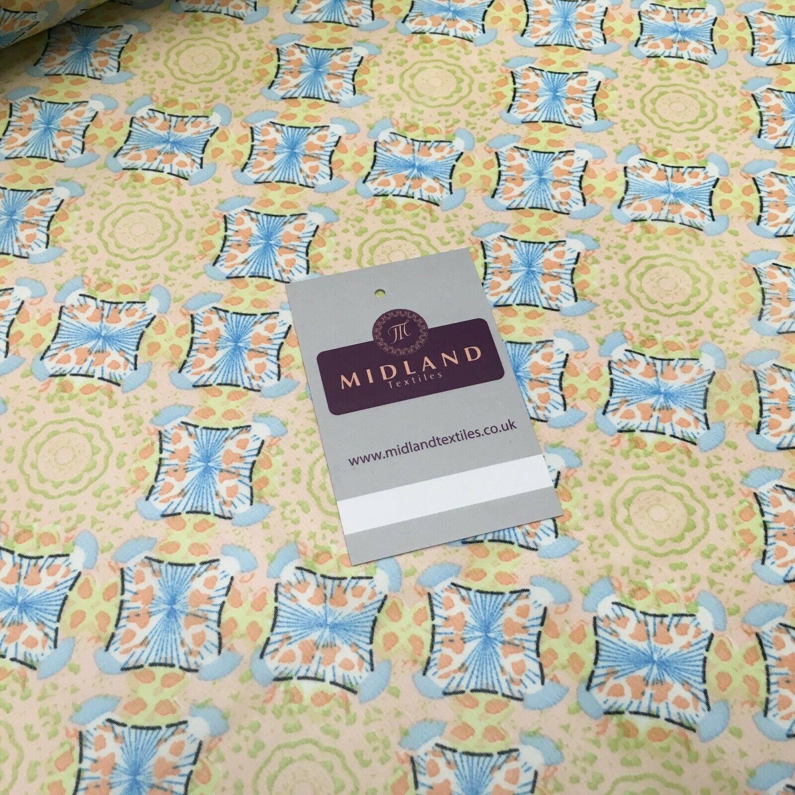 Peach Lime Diamond Geometric Crepe chiffon Dress Fabric 150 cm Wide MK1190-7