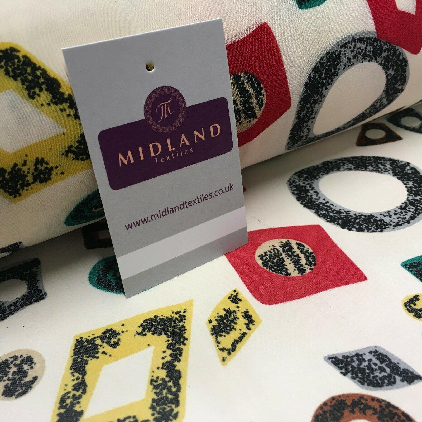 Cream Shapes printed Crepe chiffon Dress Fabric 150 cm Wide MK1190-6 Mtex