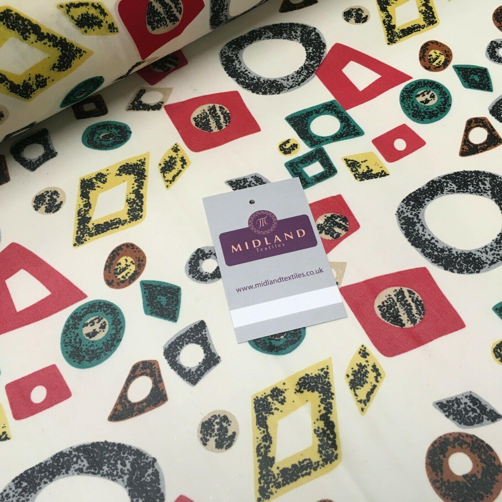 Cream Shapes printed Crepe chiffon Dress Fabric 150 cm Wide MK1190-6 Mtex