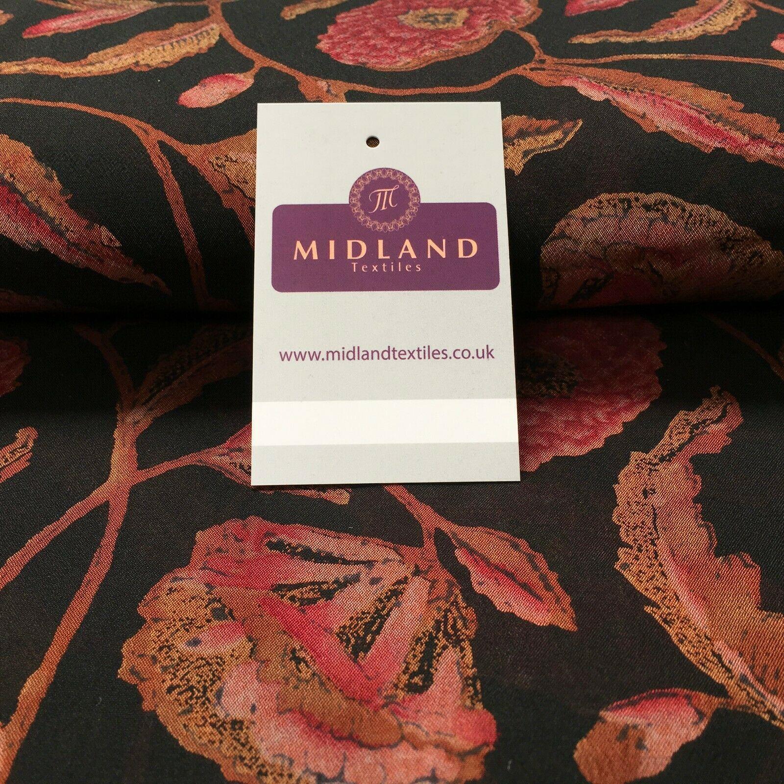 Classic Crepe Floral Printed Fabric 111 cm Wide MR1179 Mtex