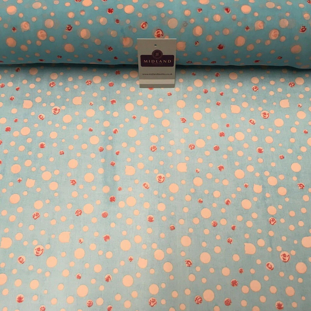 Turquoise Spotted Printed Crepe chiffon Dress Fabric 150 cm Wide MK1190-17 Mtex