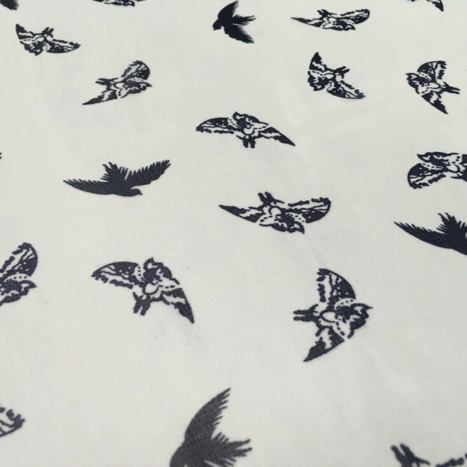 Mint Bird silhouette Printed Crepe chiffon Dress Fabric 150 cm MK1190-20