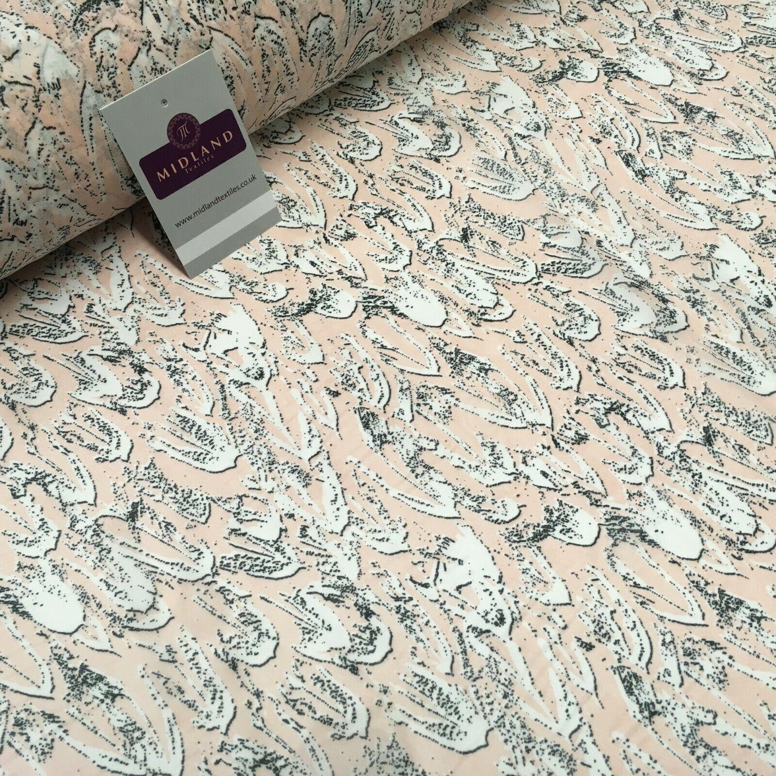 Pale Pink Printed Crepe chiffon Dress Fabric 150 cm MK1190-27