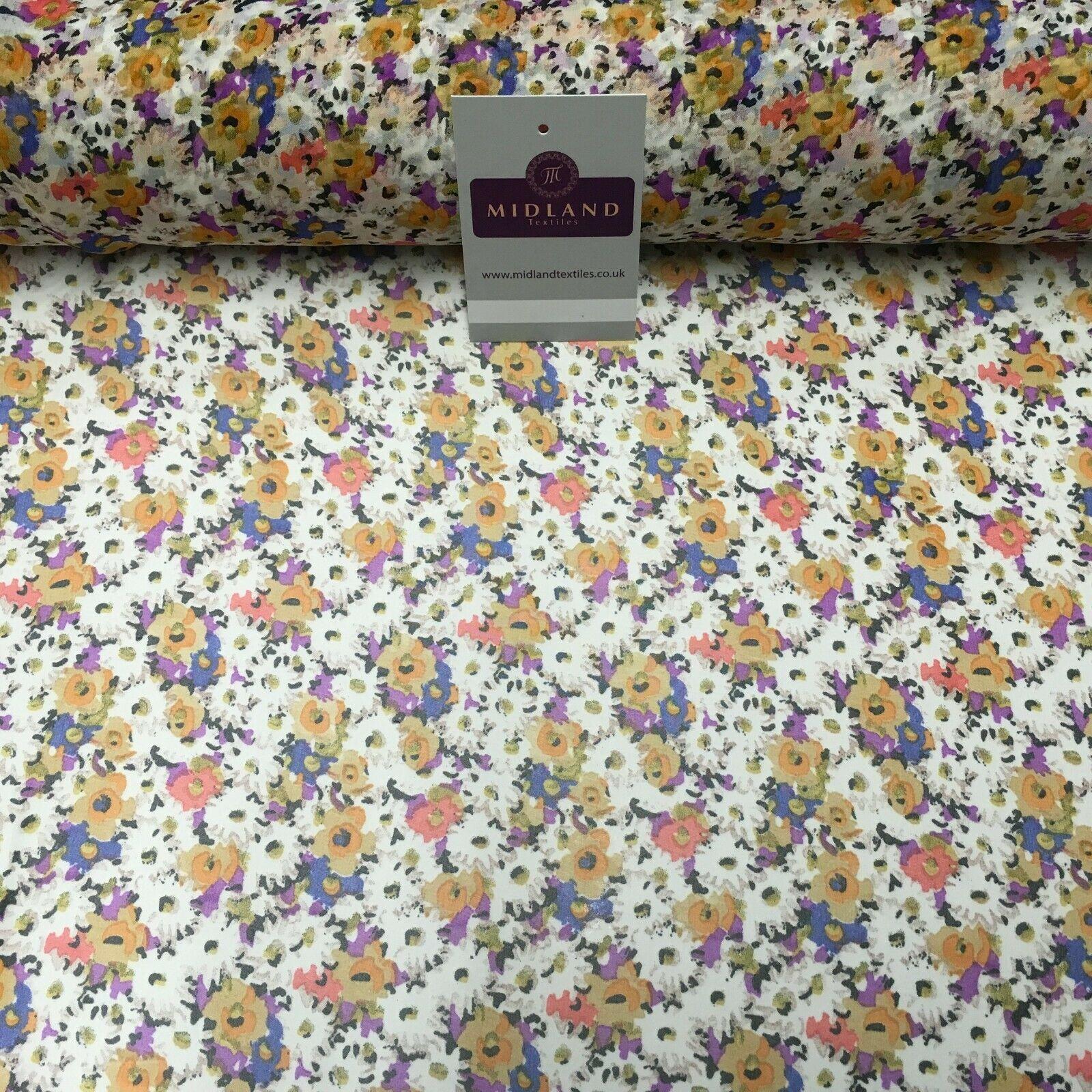 Ivory Multi Floral Printed Crepe chiffon Dress Fabric 150 cm MK1190-28 Mtex