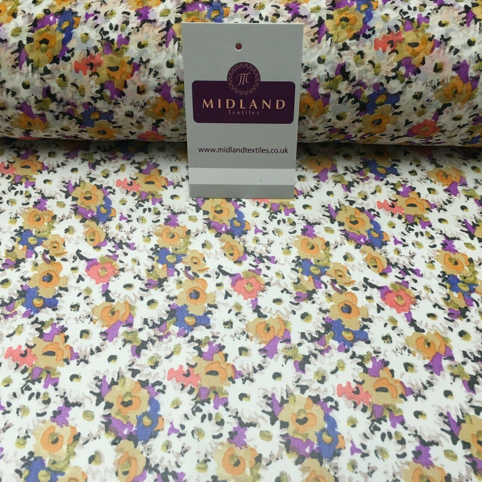 Ivory Multi Floral Printed Crepe chiffon Dress Fabric 150 cm MK1190-28 Mtex