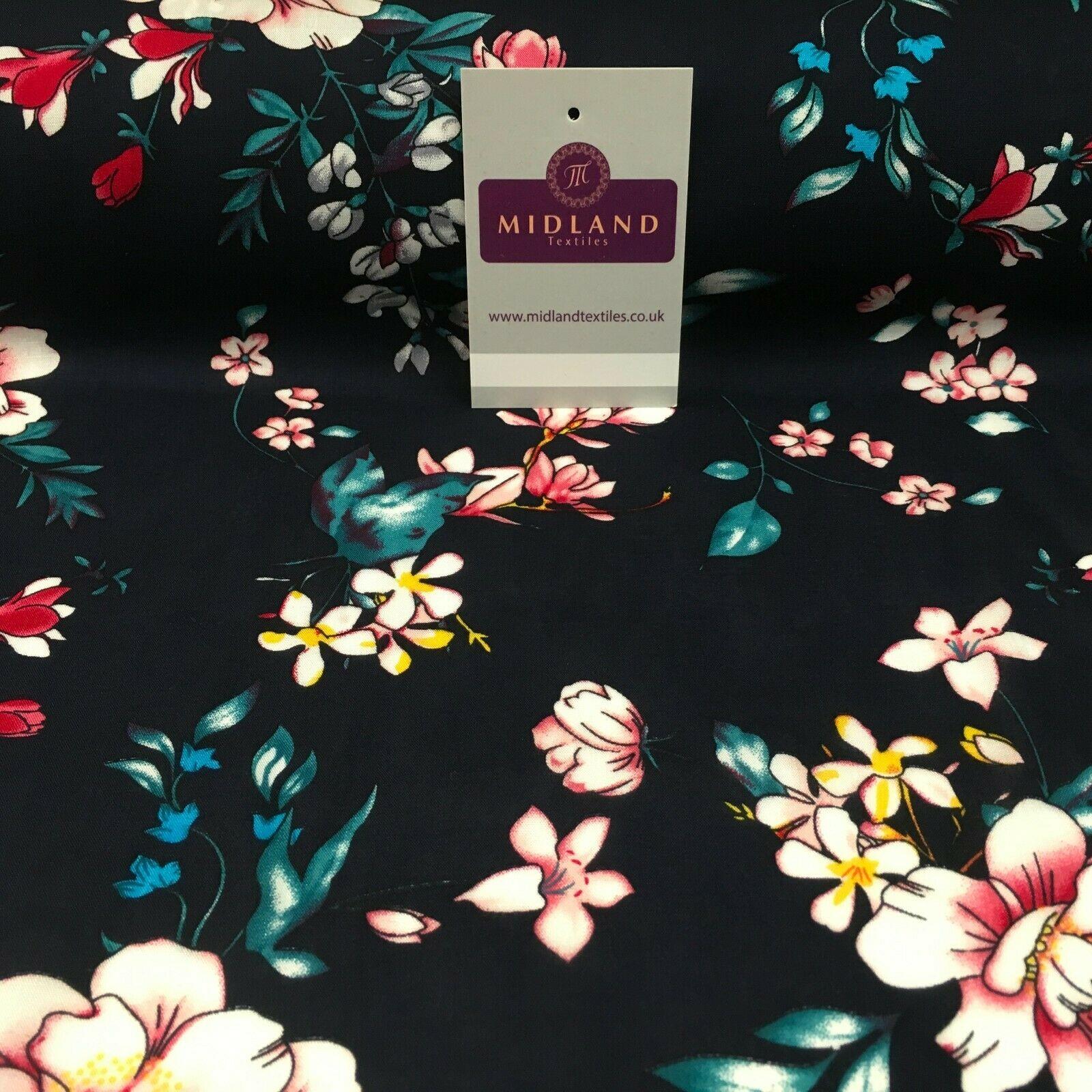 Floral Printed Rayon Viscose Dress Fabric 143cm Wide MA1174 Mtex