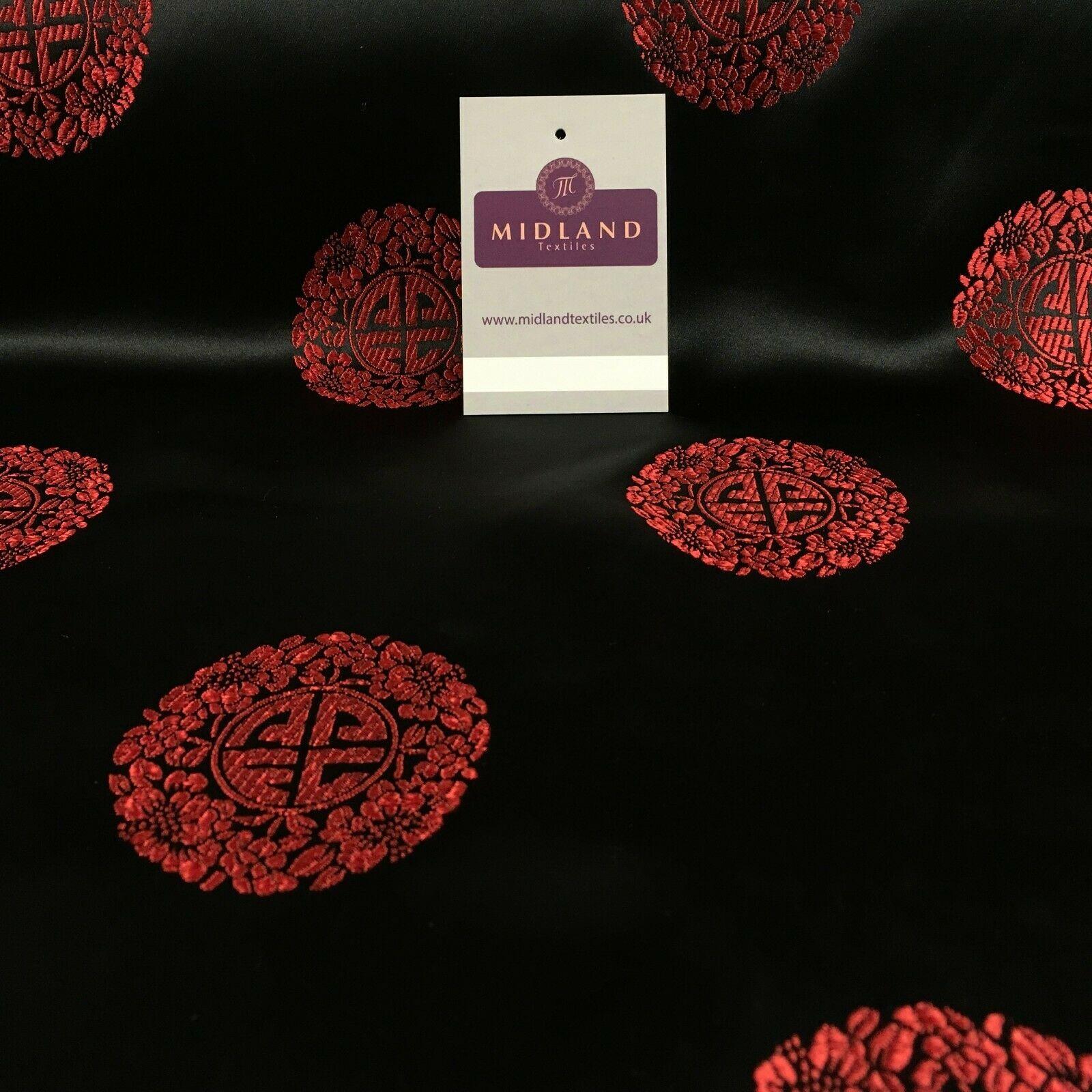 Chinese Fortune Medallion Print Silky Satin Fabric 45' Wide M59