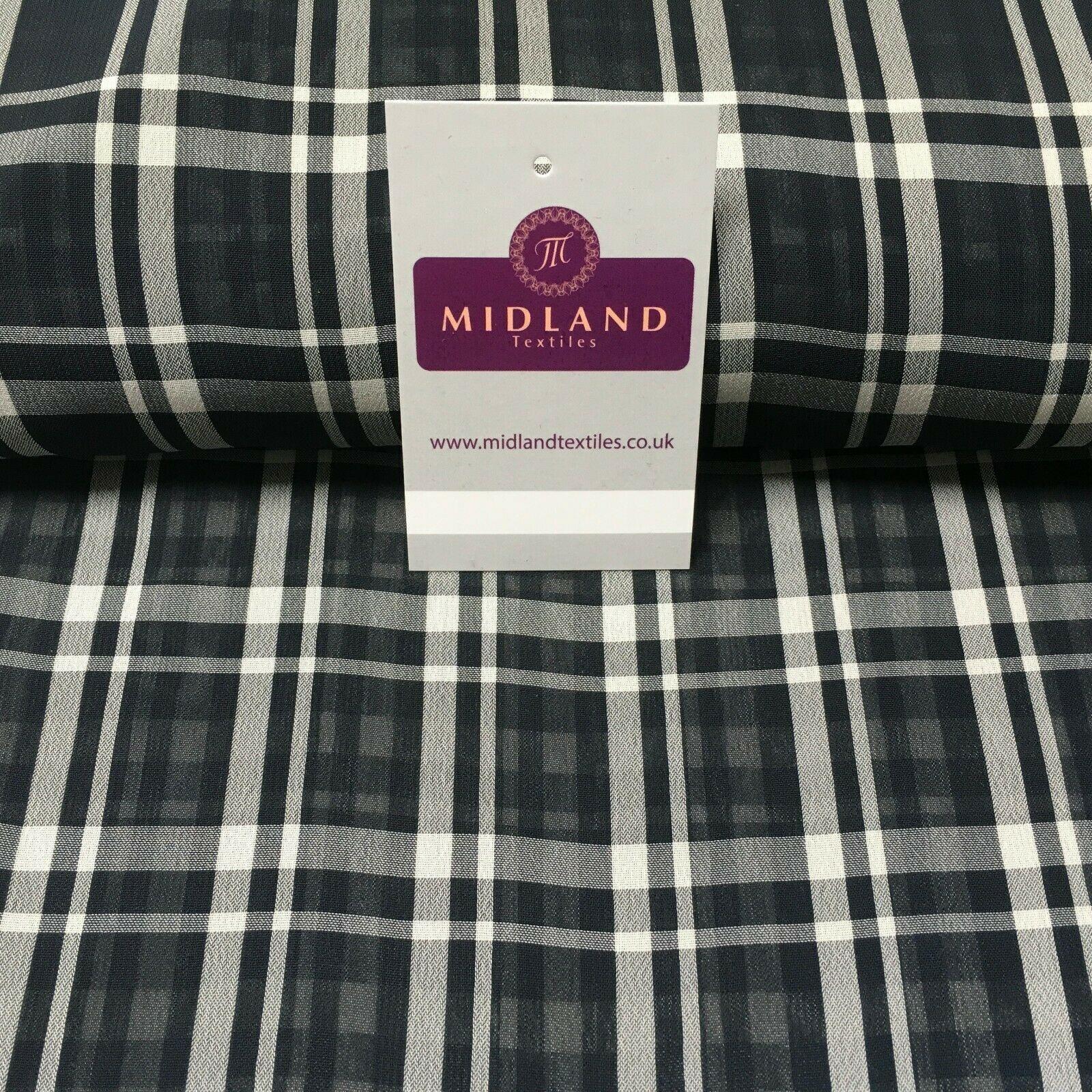 Georgette Tartan Checked Crepe Chiffon Fabric 110 cm MK1181 Mtex