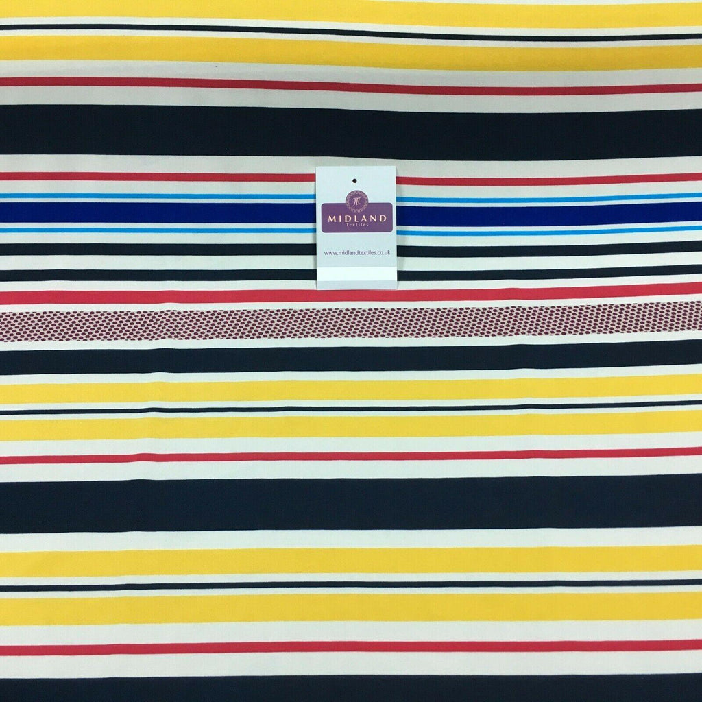 Yellow blue striped Ity Spandex jersey Dress Fabric 147 cm M1200-3 Mtex