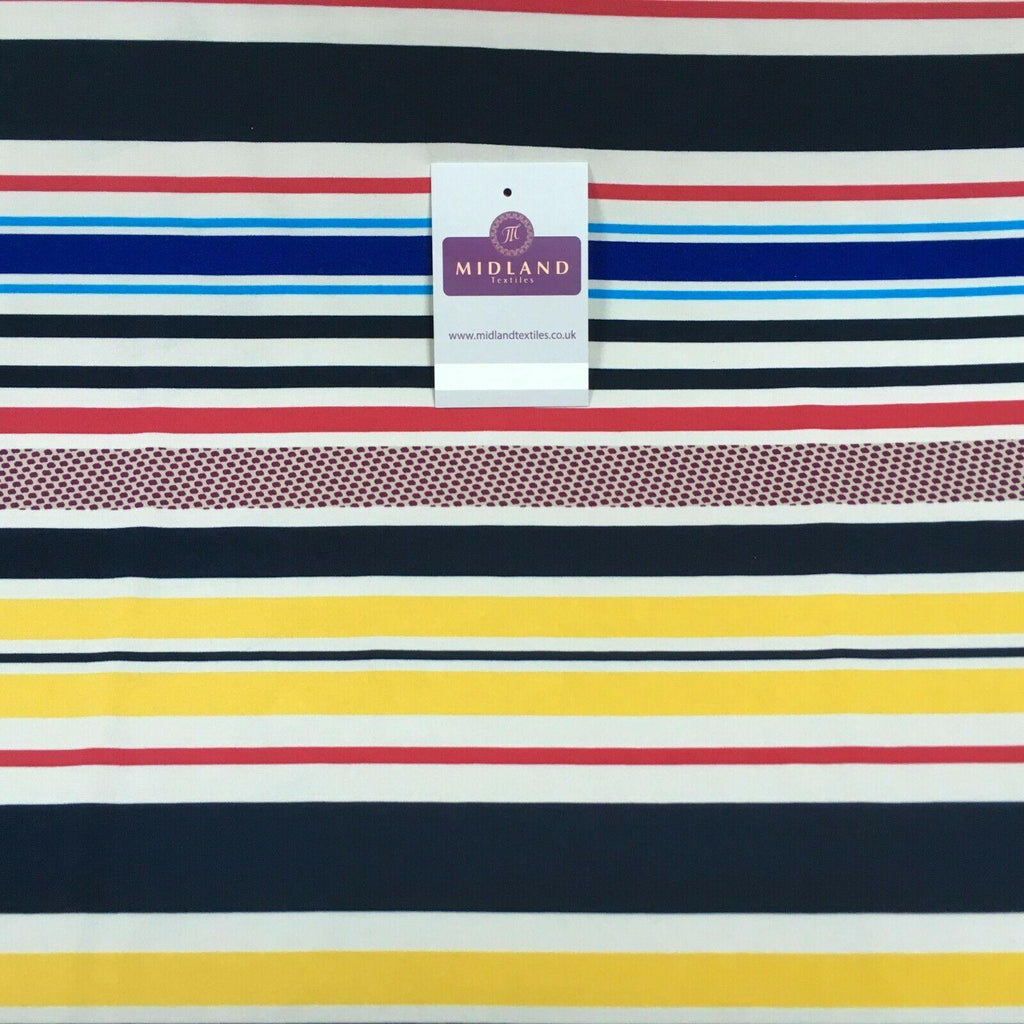 Yellow blue striped Ity Spandex jersey Dress Fabric 147 cm M1200-3 Mtex