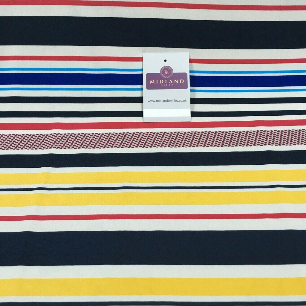 Yellow blue striped Ity Spandex jersey Dress Fabric 147 cm M1200-3 Mtex