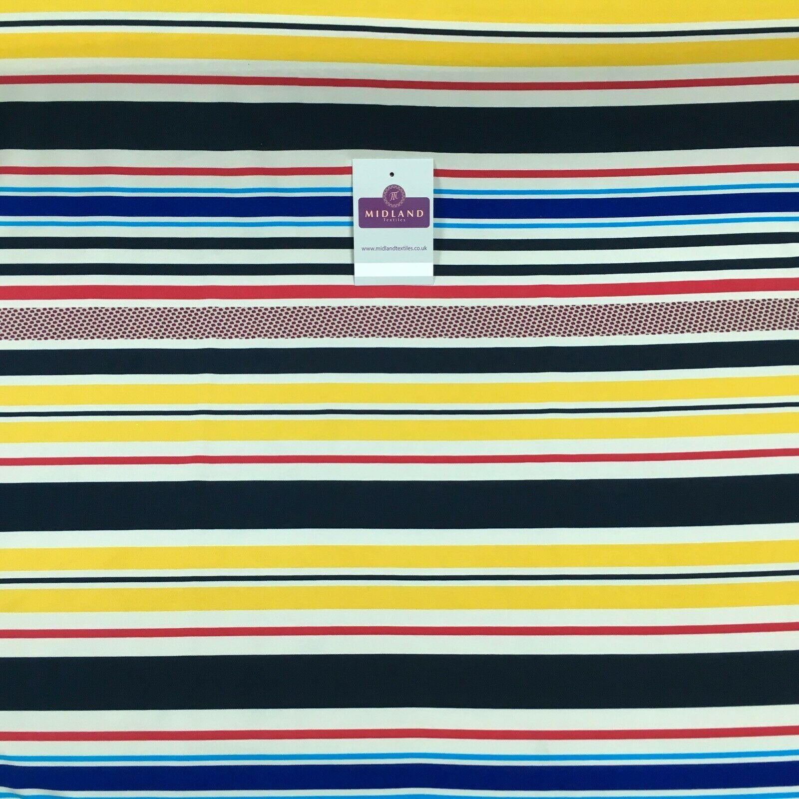 Yellow blue striped Ity Spandex jersey Dress Fabric 147 cm M1200-3 Mtex